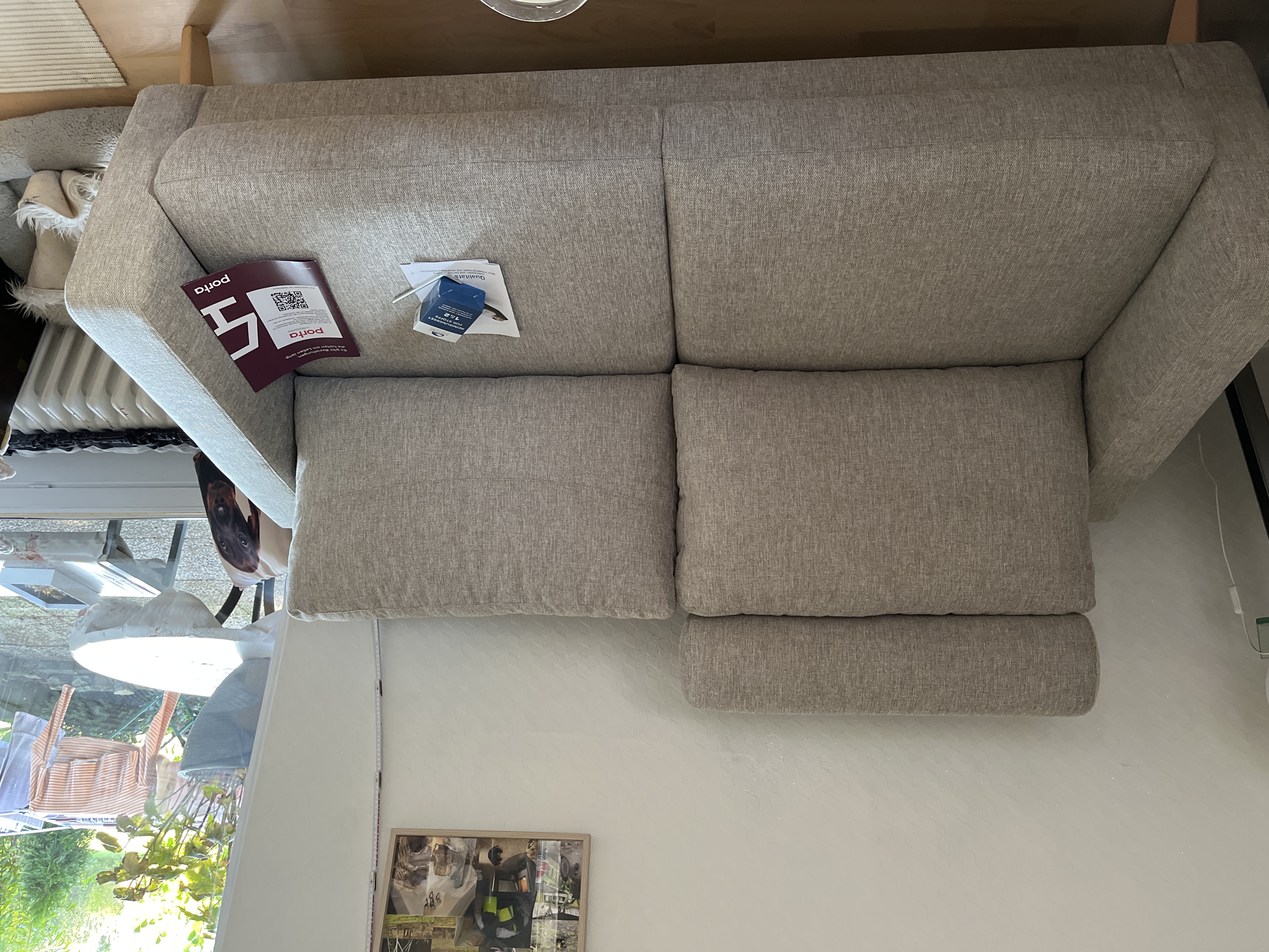 2x Sofa 2-Sitzer Leinen Holz Beige