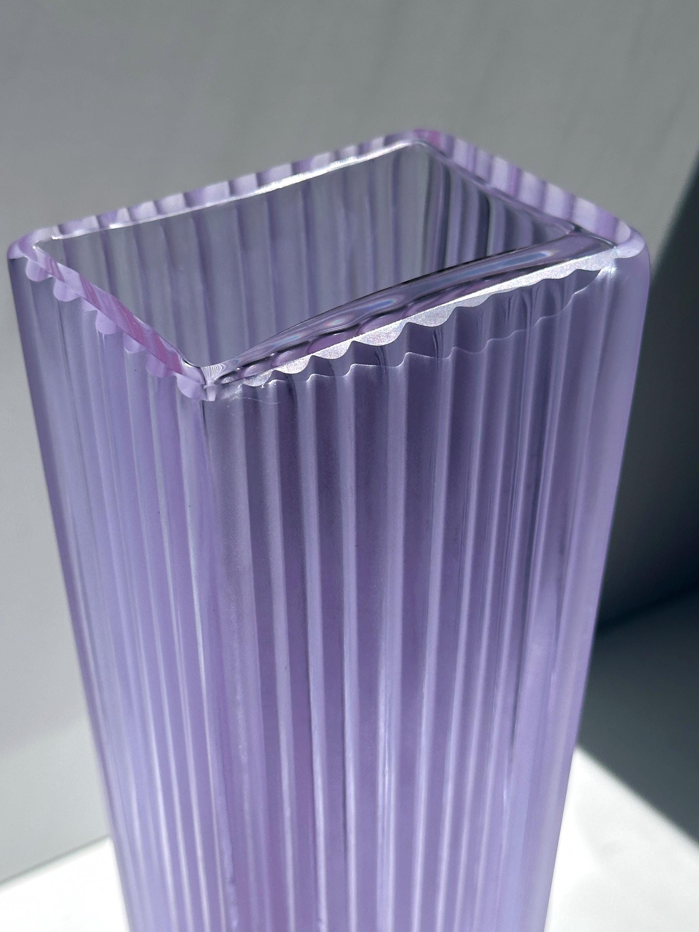 Vintage Blockvase Glas 1960er Jahre
