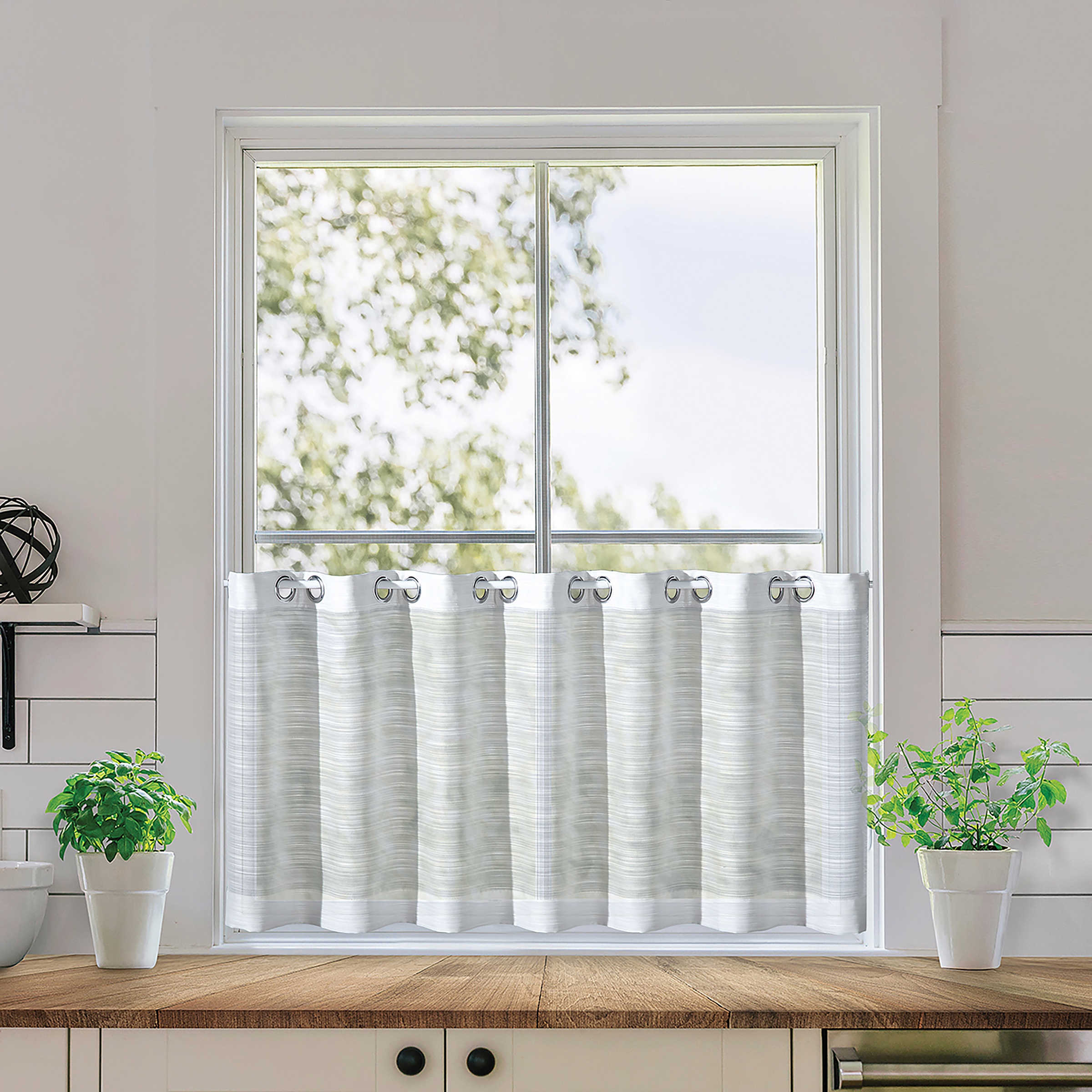 Scheibengardinen Mukio Weiß Webstoff 50 x 140 cm