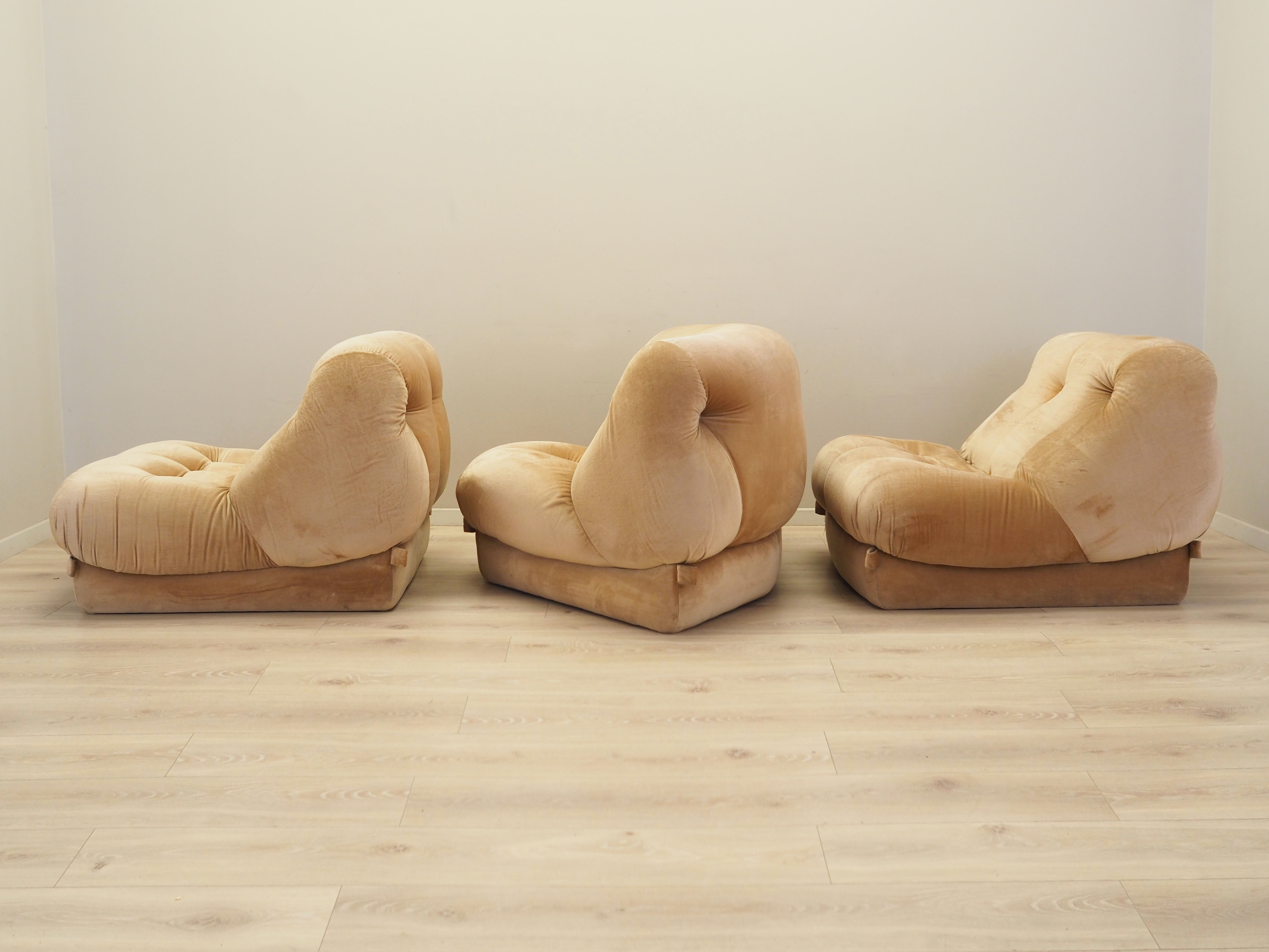 Modular corner sofa velvet 1960s