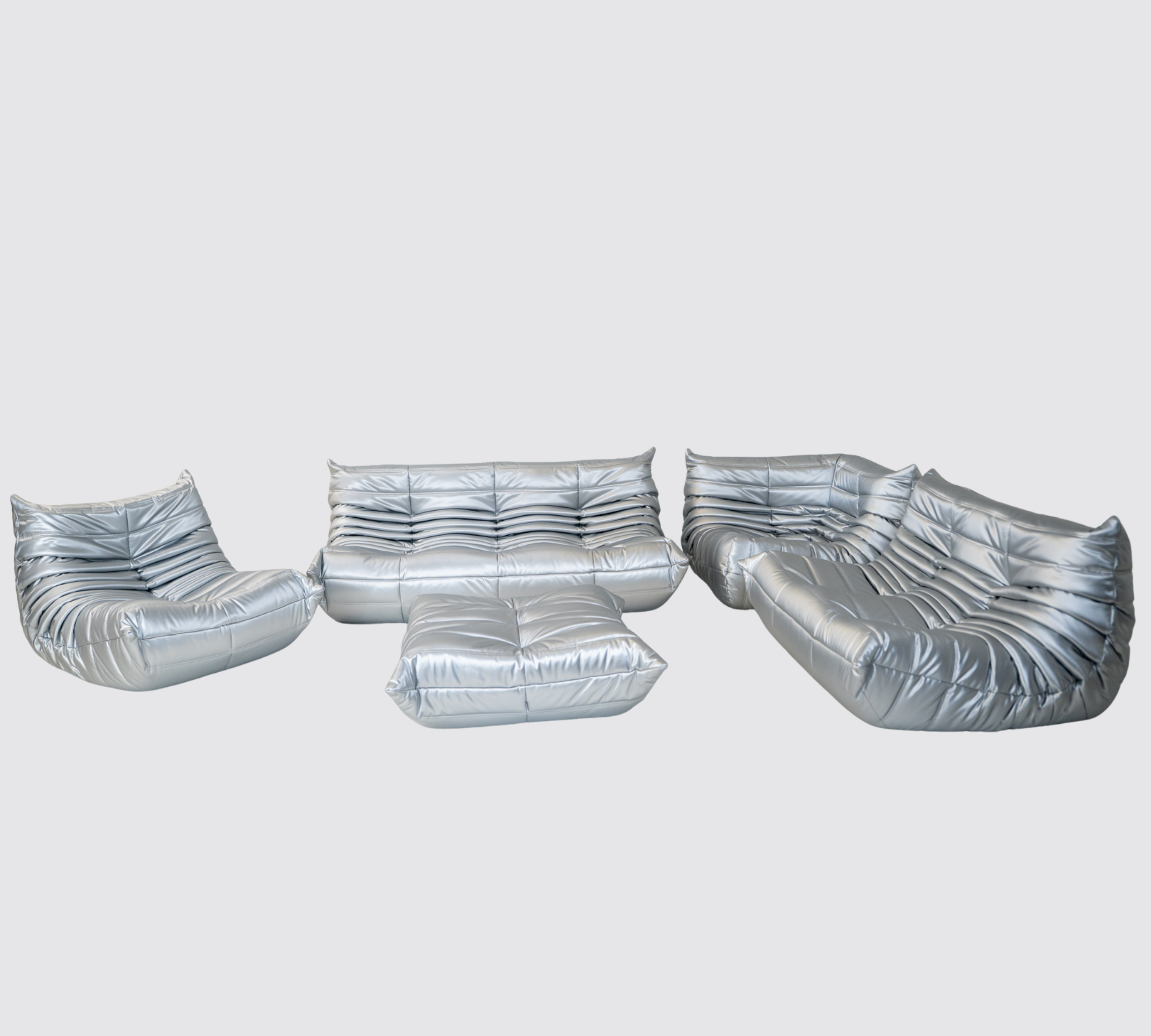 Set Lounge Togo 5 pz. ecopelle grigio spazio