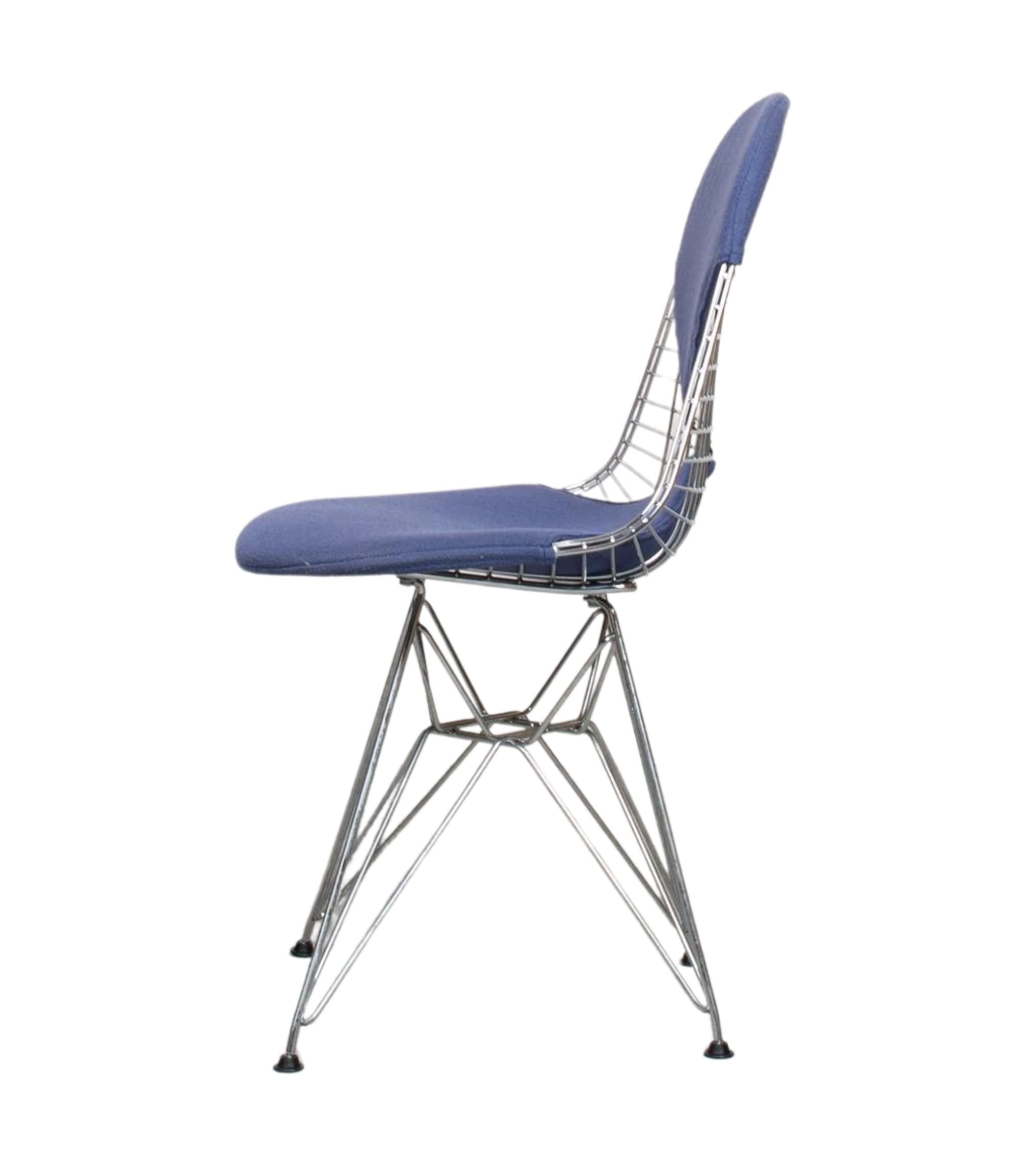 Eames Wire Chair DKR mit Polster Blau
