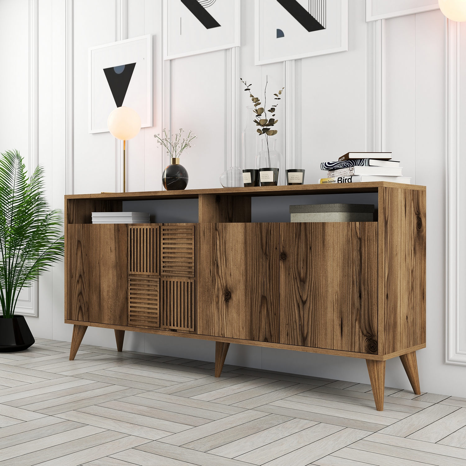 Milan Sideboard Walnussbraun 160cm