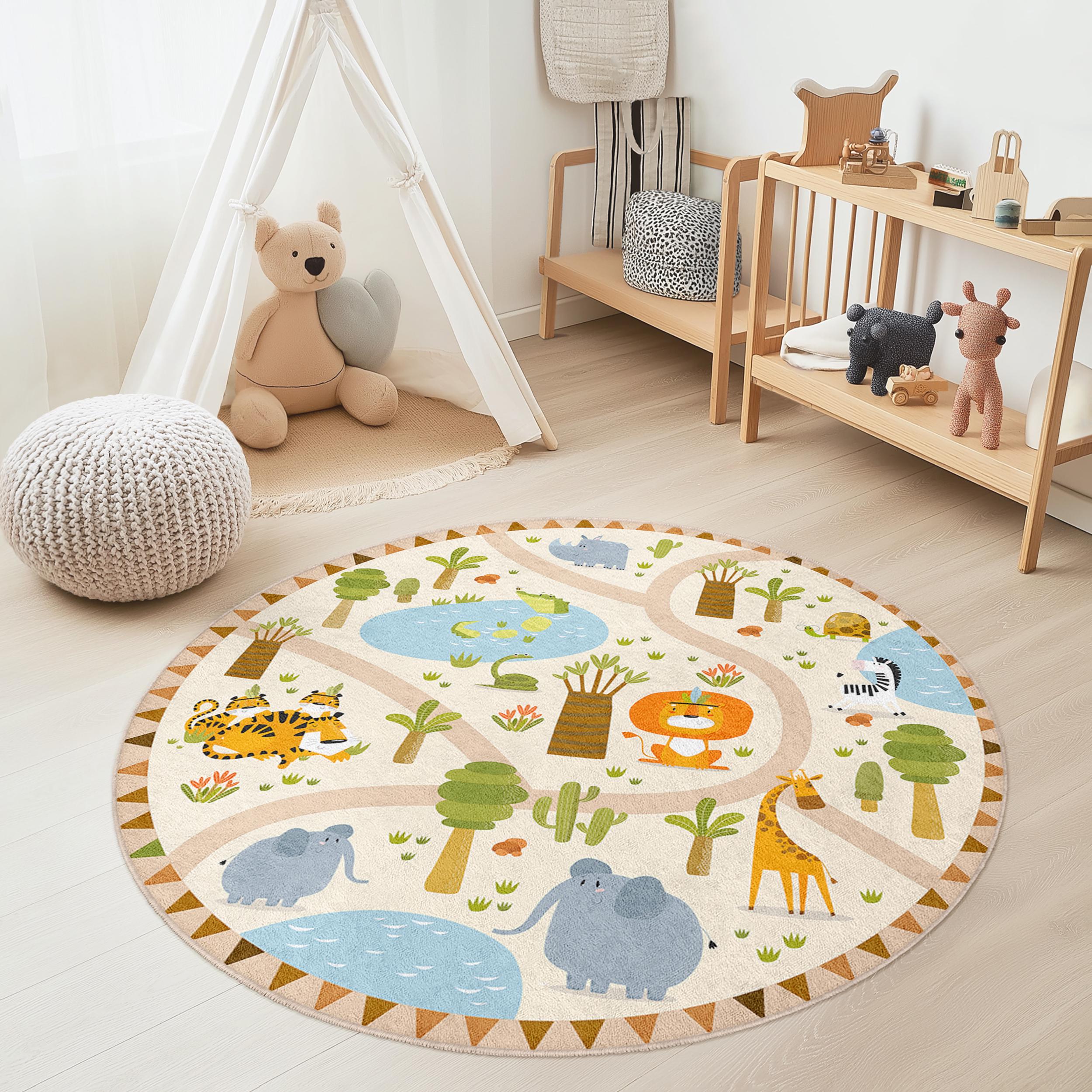 Tappeto per bambini Safari Avventura Multicolore ⌀180cm