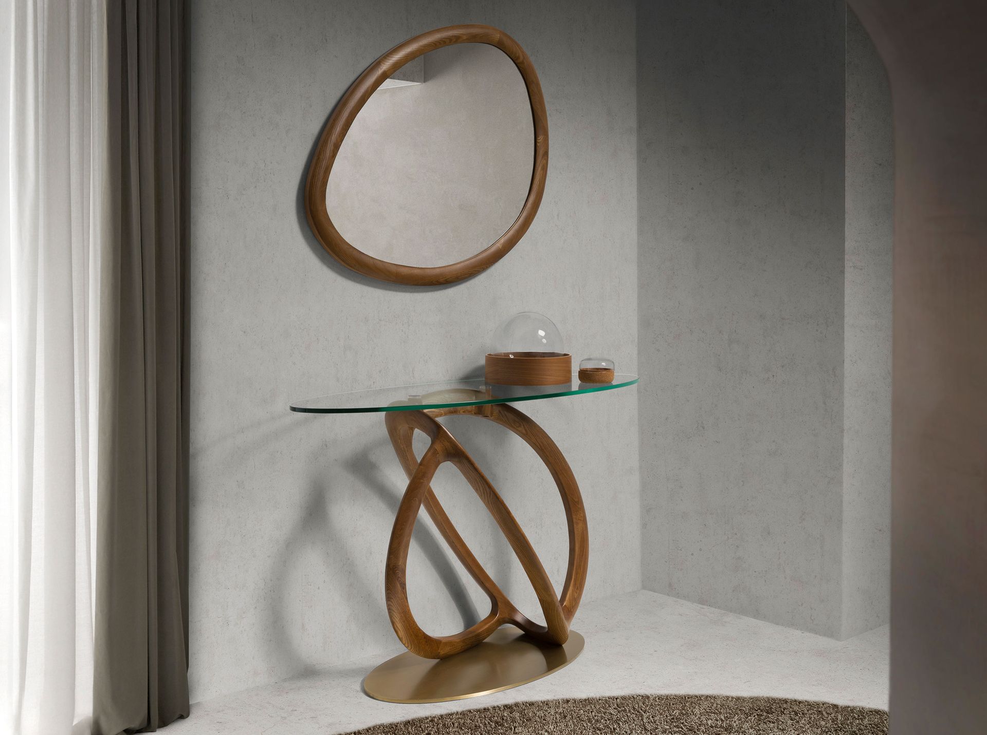 Wall mirror walnut brown