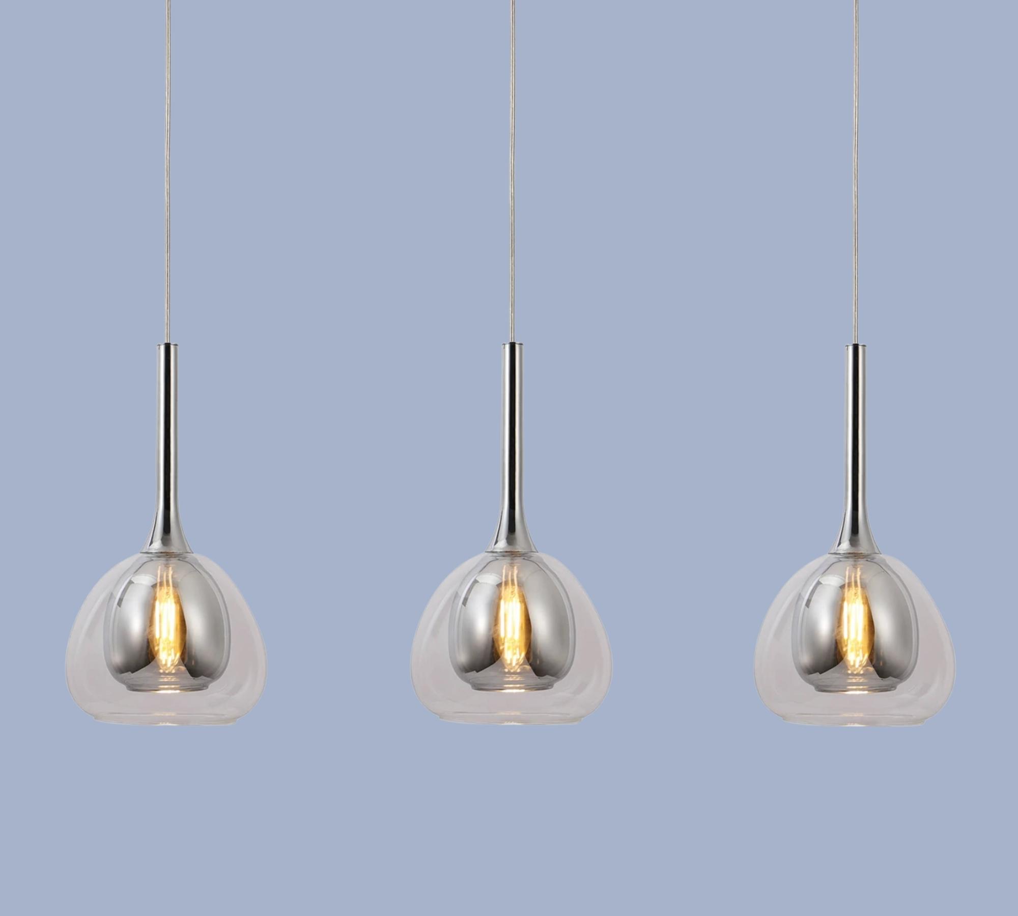 Pendant lamp Hadan III mirror glass / iron 3-bulb