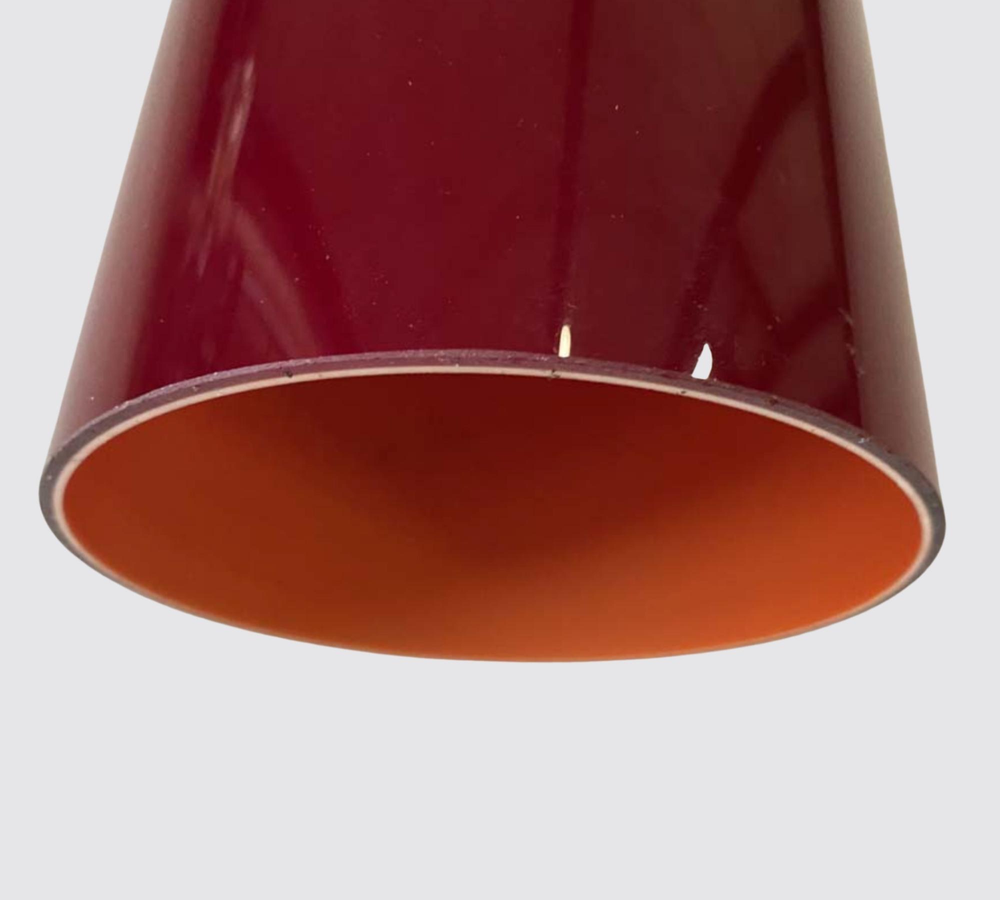 Zyliner-Hängeleuchte Glas Rot 1960er