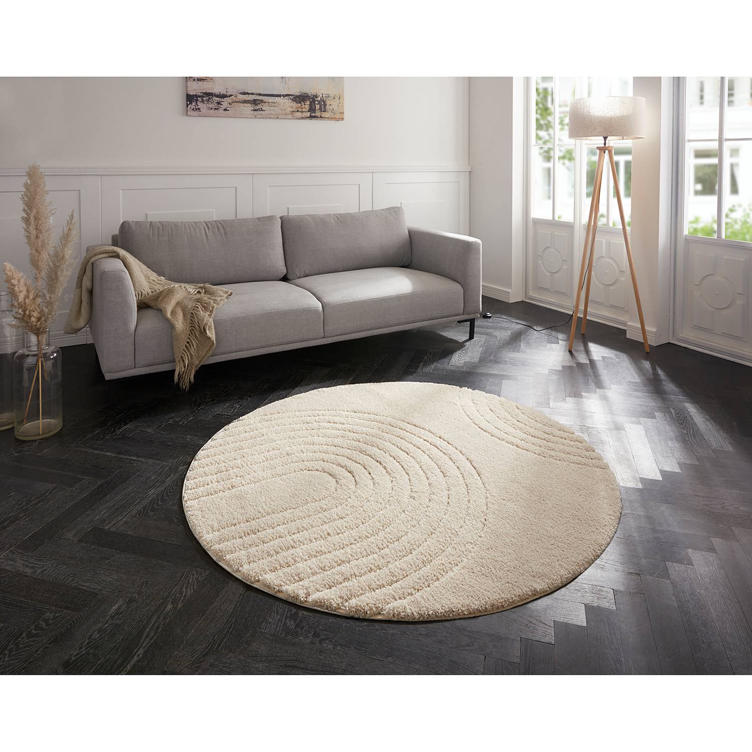 Fergus Hochflorteppich Creme Ø 160cm