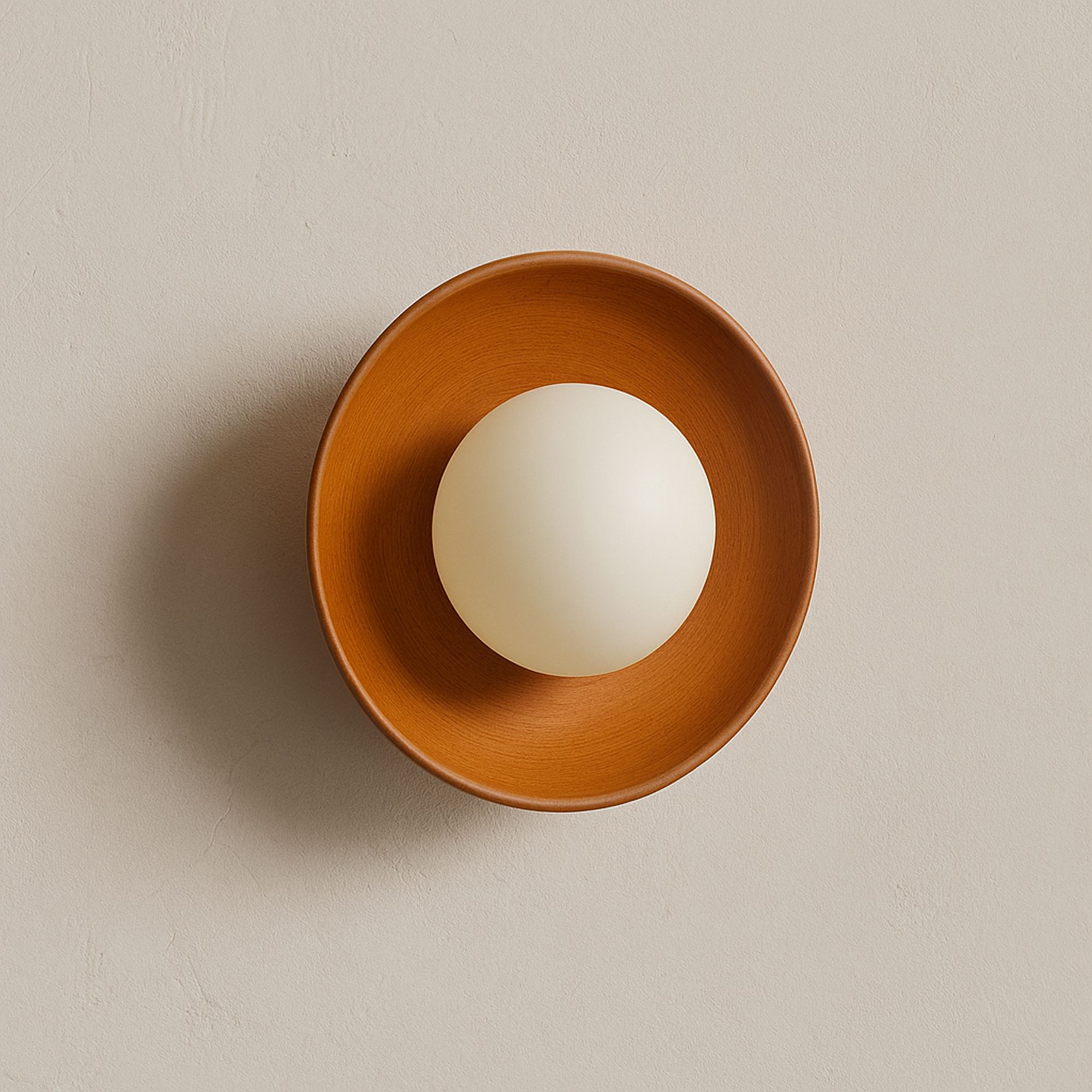 Hand Wall Lamp S Oak Wood Brown