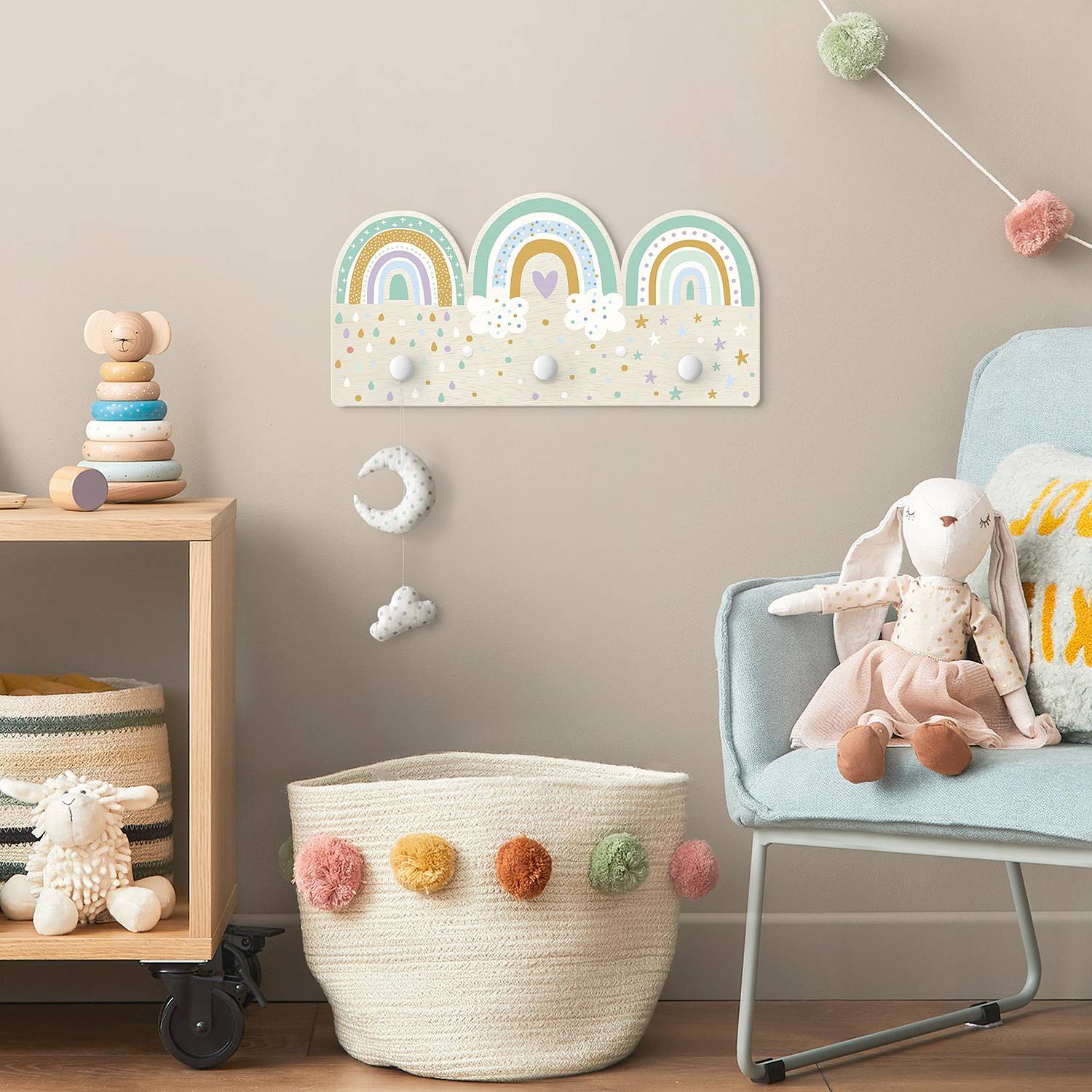 Kindergarderobe Regenbogen Mehrfarbig