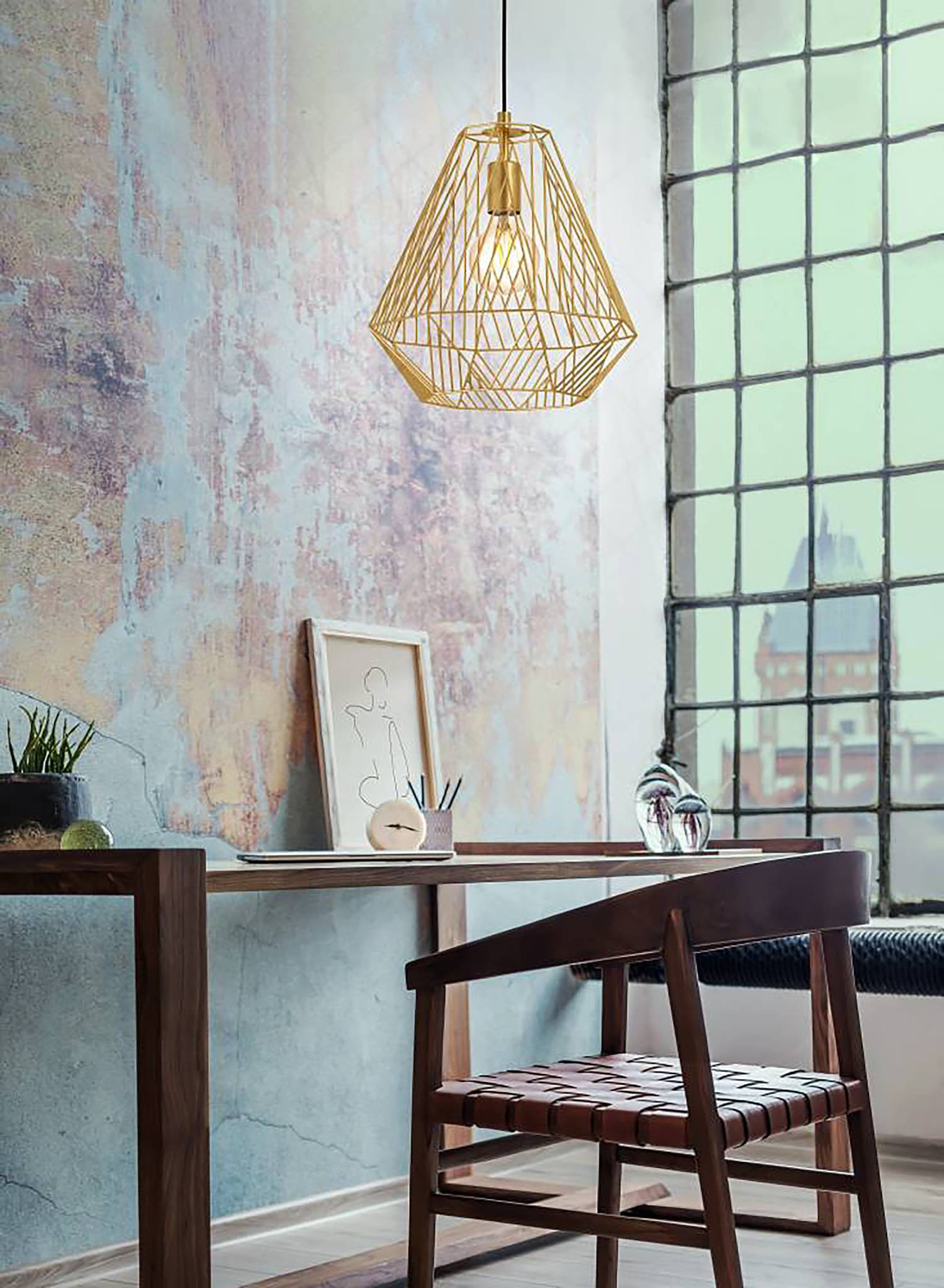 Stype Pendelleuchte Stahl Gold 1-flammig