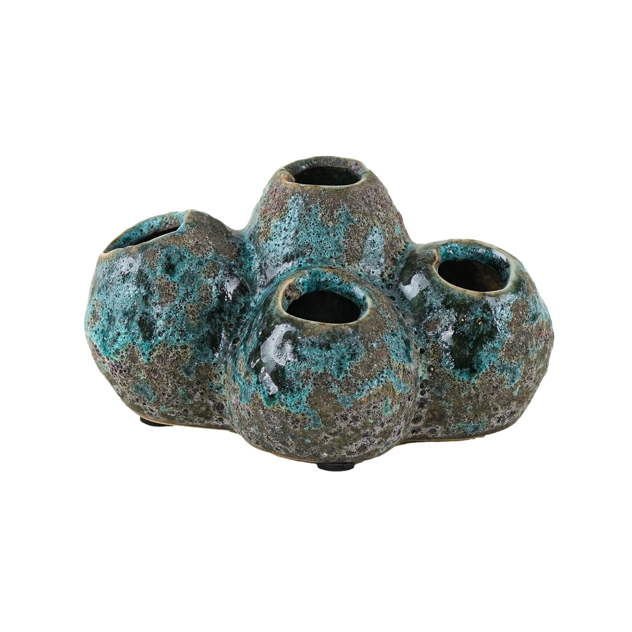 Blumenigel Vase Keramik Türkis 1960er Jahre
