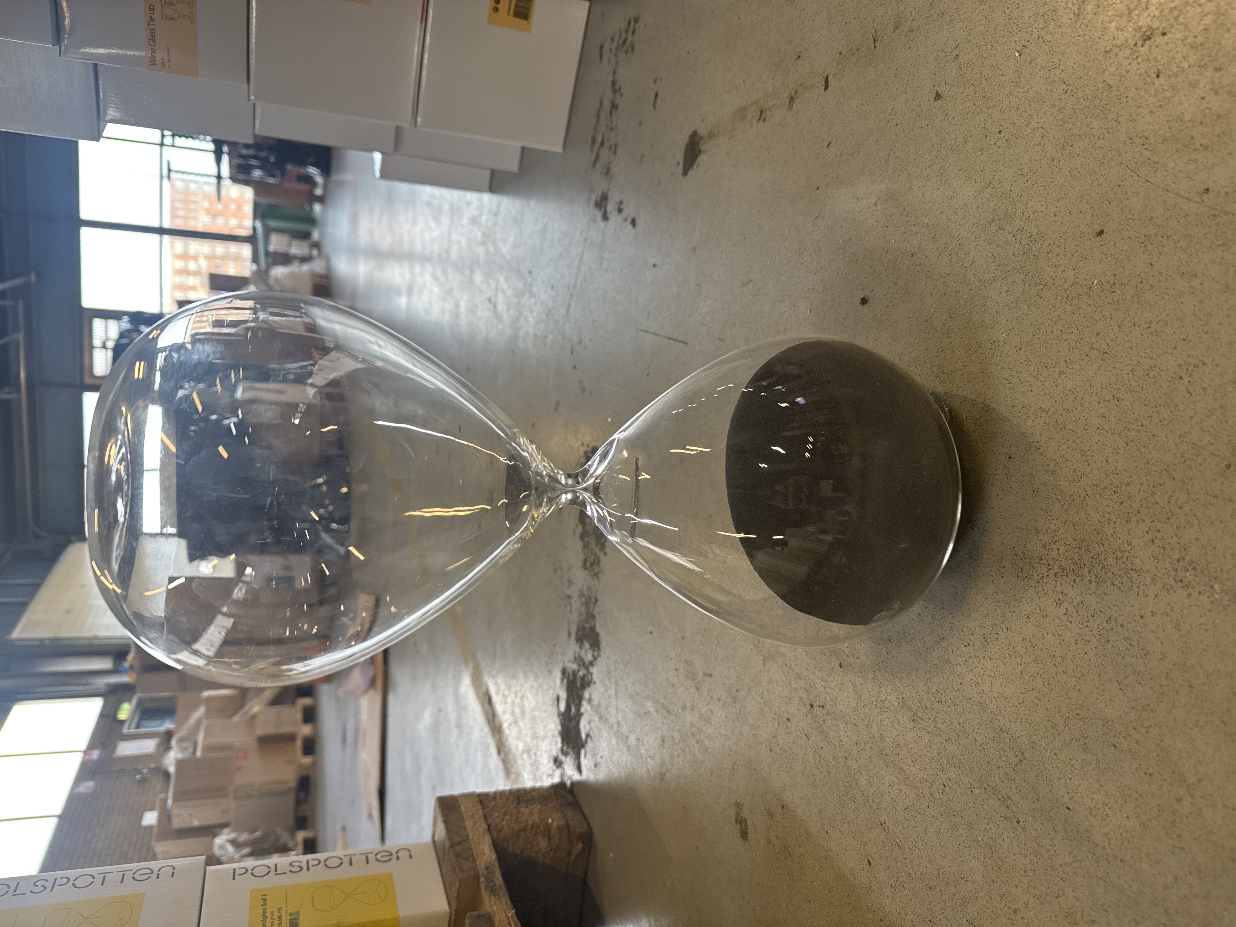 Sanduhr Ball Glas Transparent Schwarz