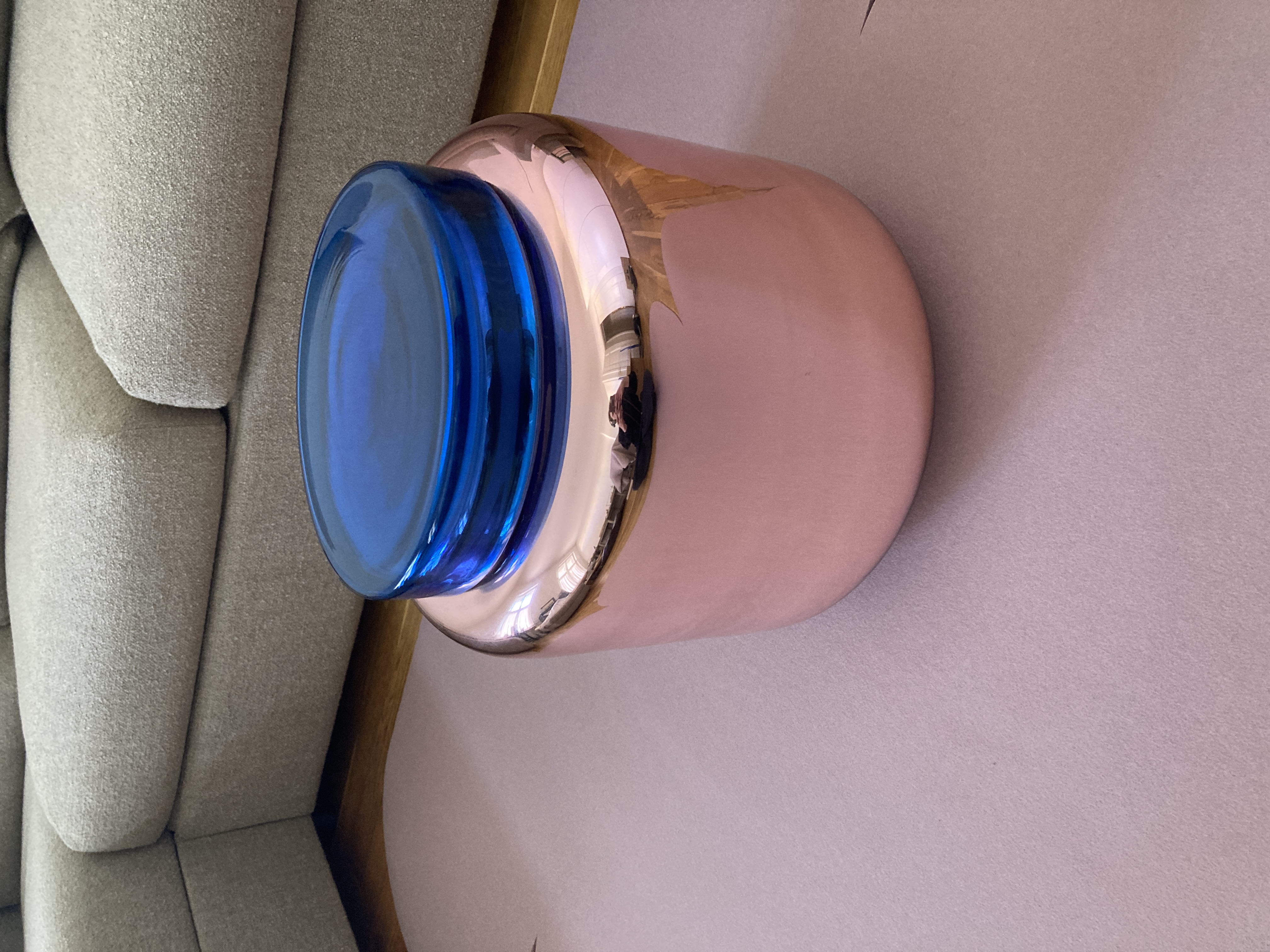 Container Table Glass Old Rose Blue