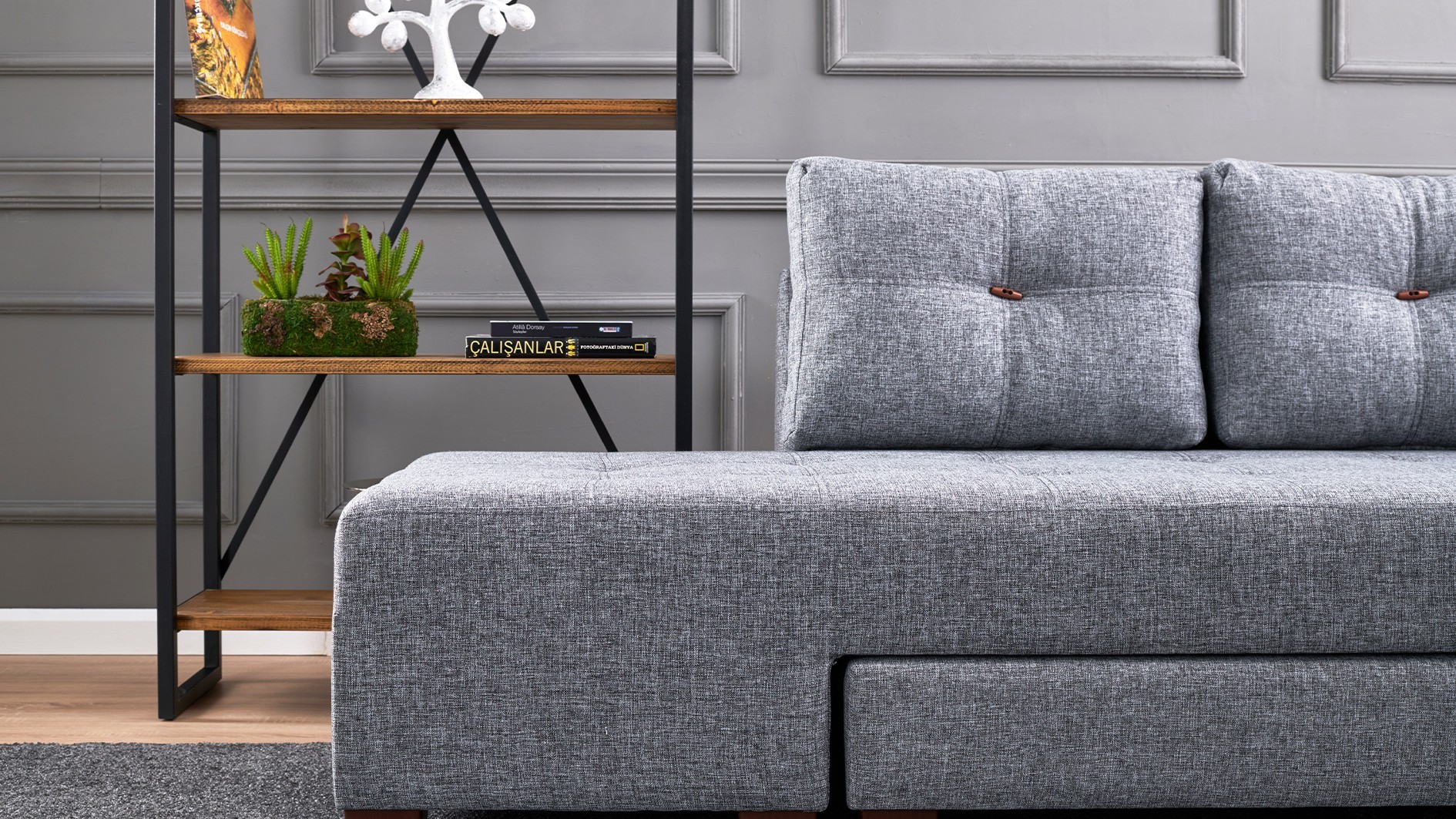 Manama Corner Sofa Bed Right - Grey