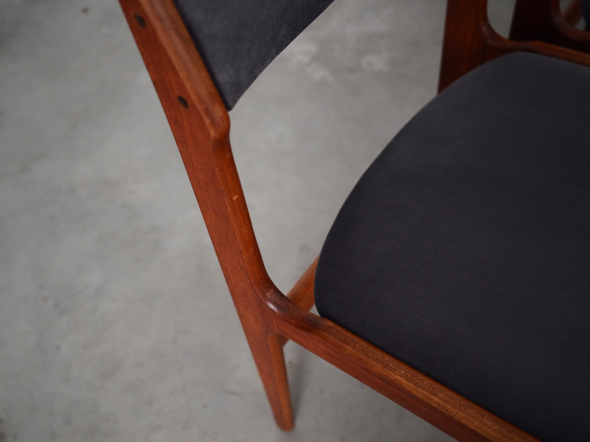 6x Chair Teak Velvet Brown 1960s