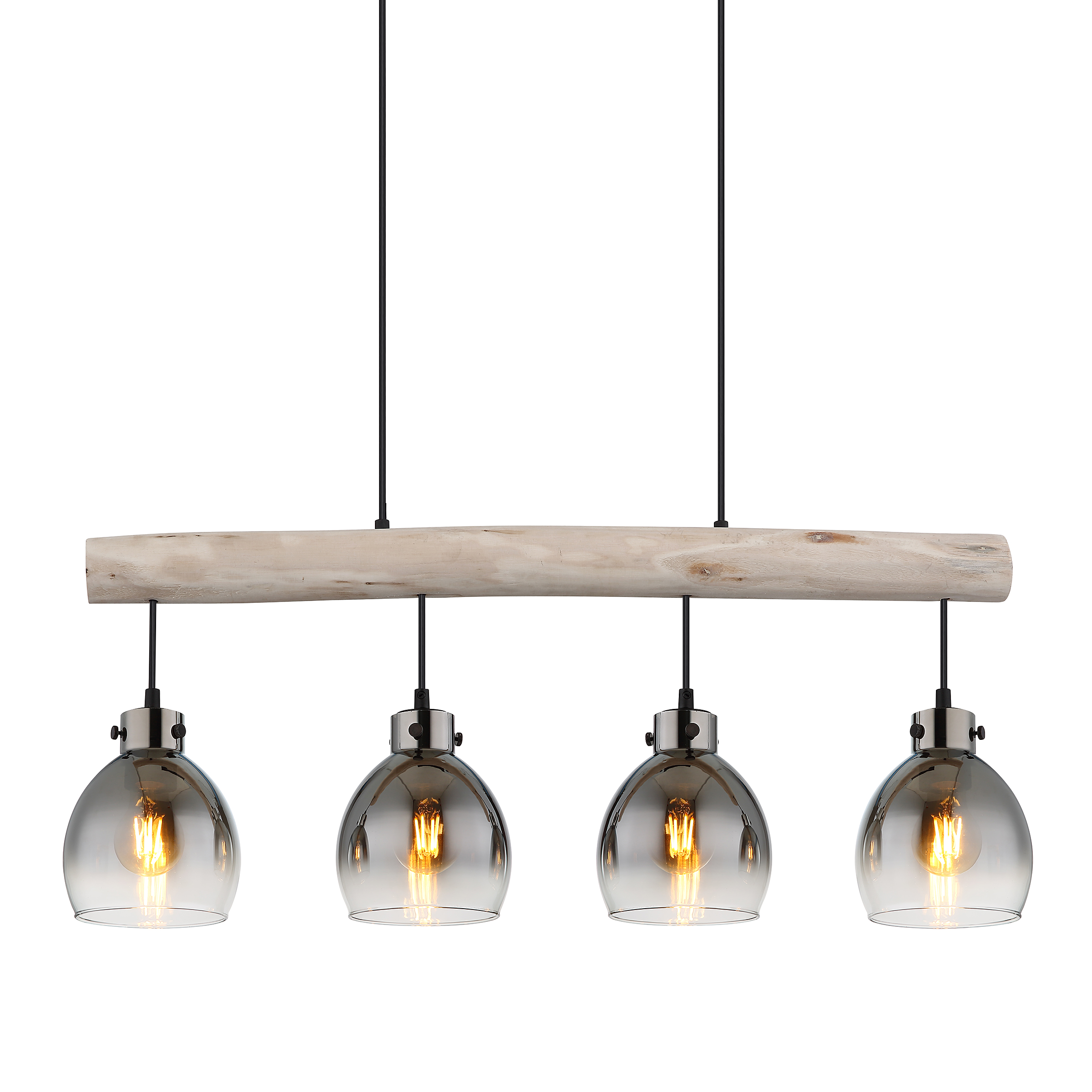 4-Burner Ryan Type A Pendant Lamp Smoked Glass Iron