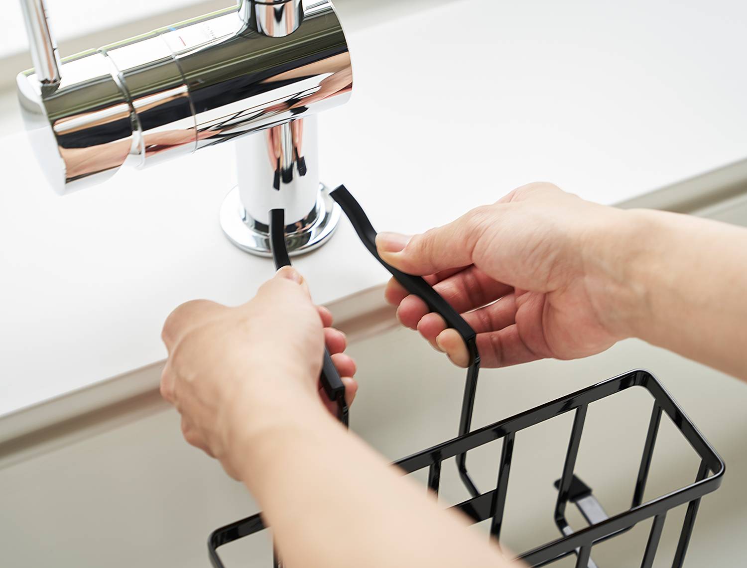 Sink Organizer Tower Steel Plastic Black