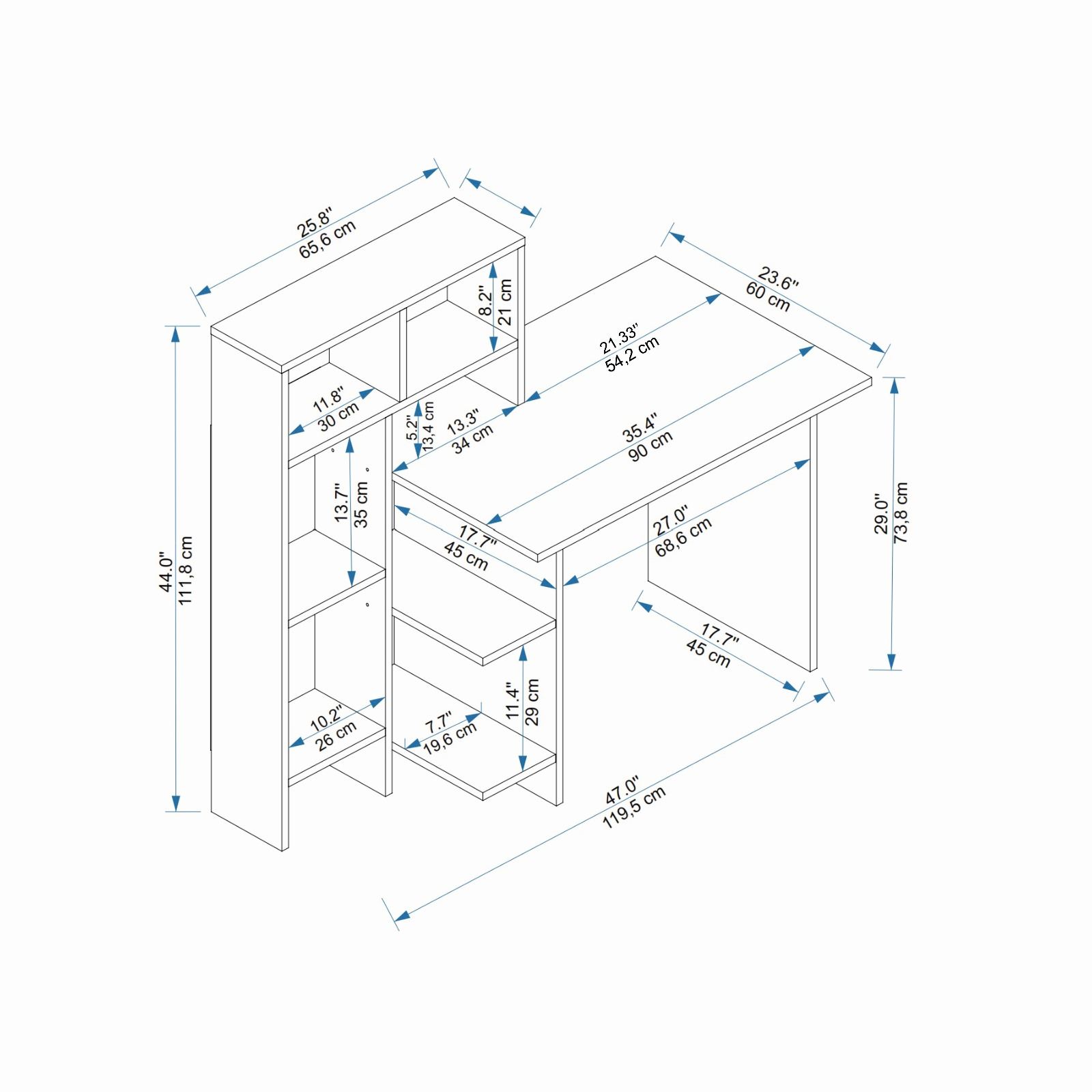 Bugra Scrivania in legno impiallacciato bianco