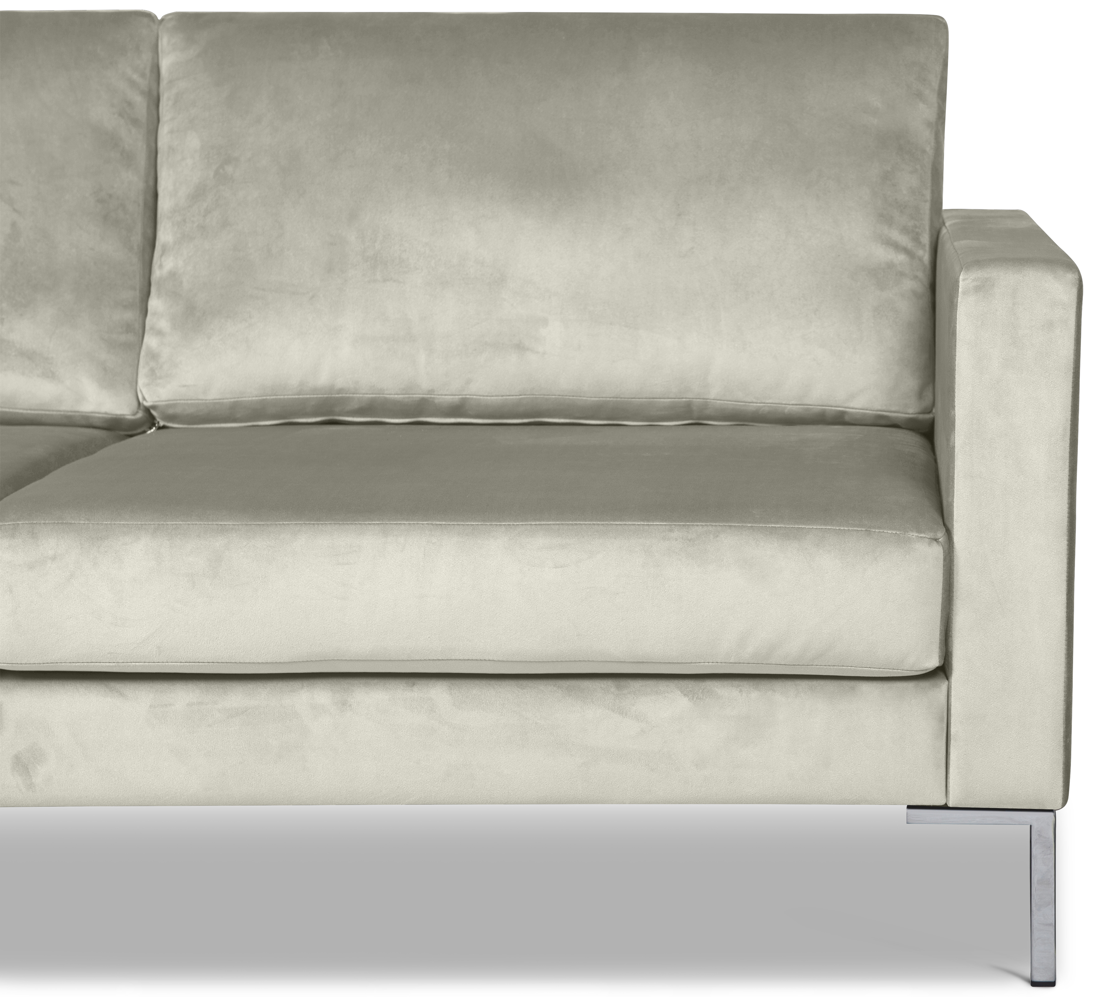 Portobello Sofa Récamiere Links Samt Metall Creme