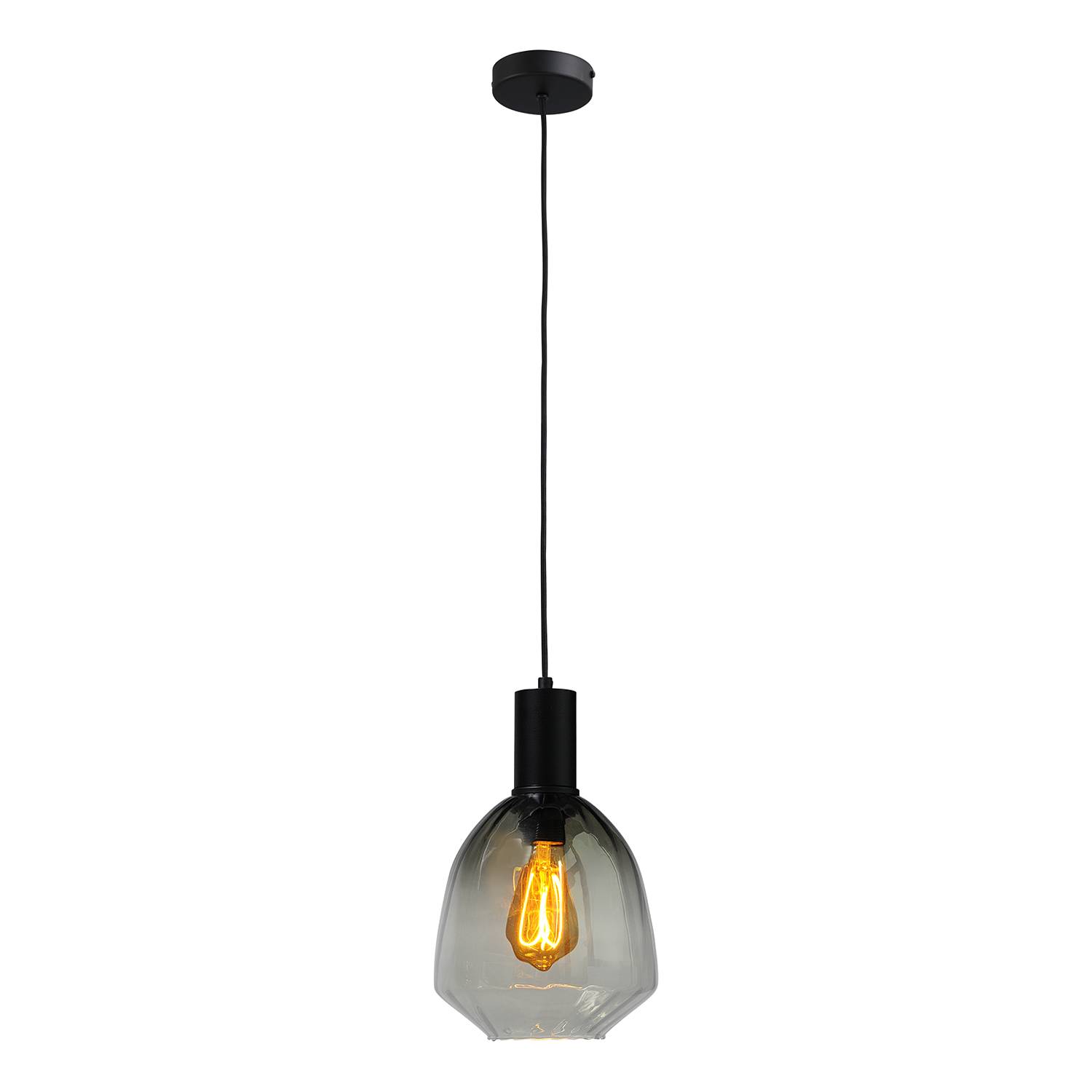 1-Flame Pendant Lamp Porto IV Clear Glass Steel