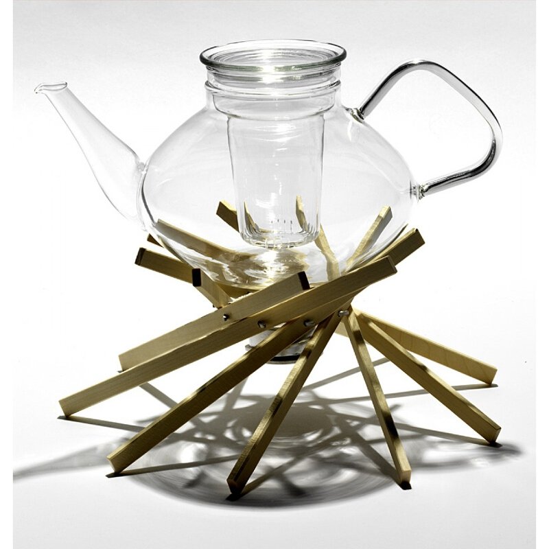 Stövchen keep'ot! Teewärmer Holz Metall Beige