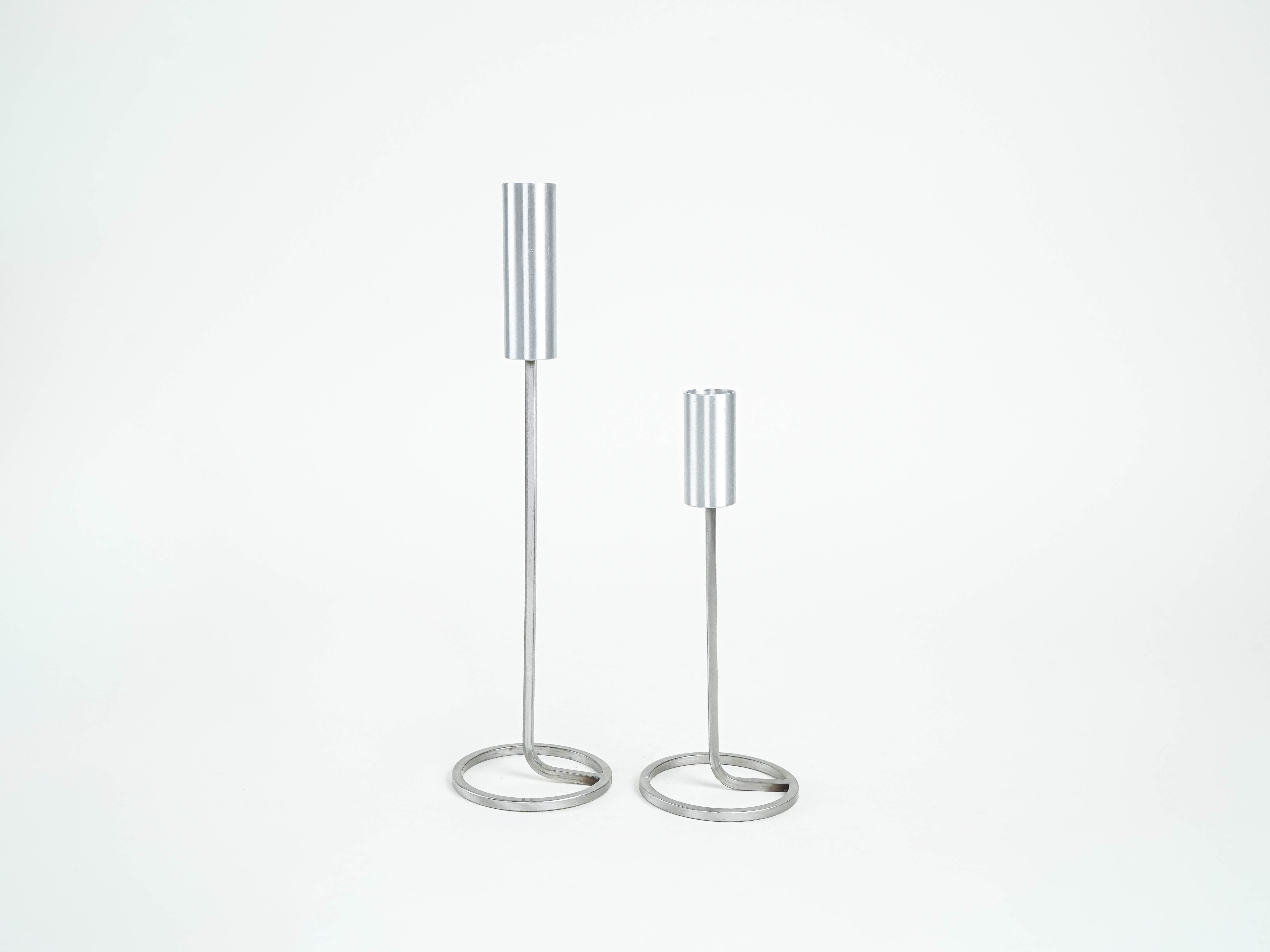 Set of metal candle holders 1970s