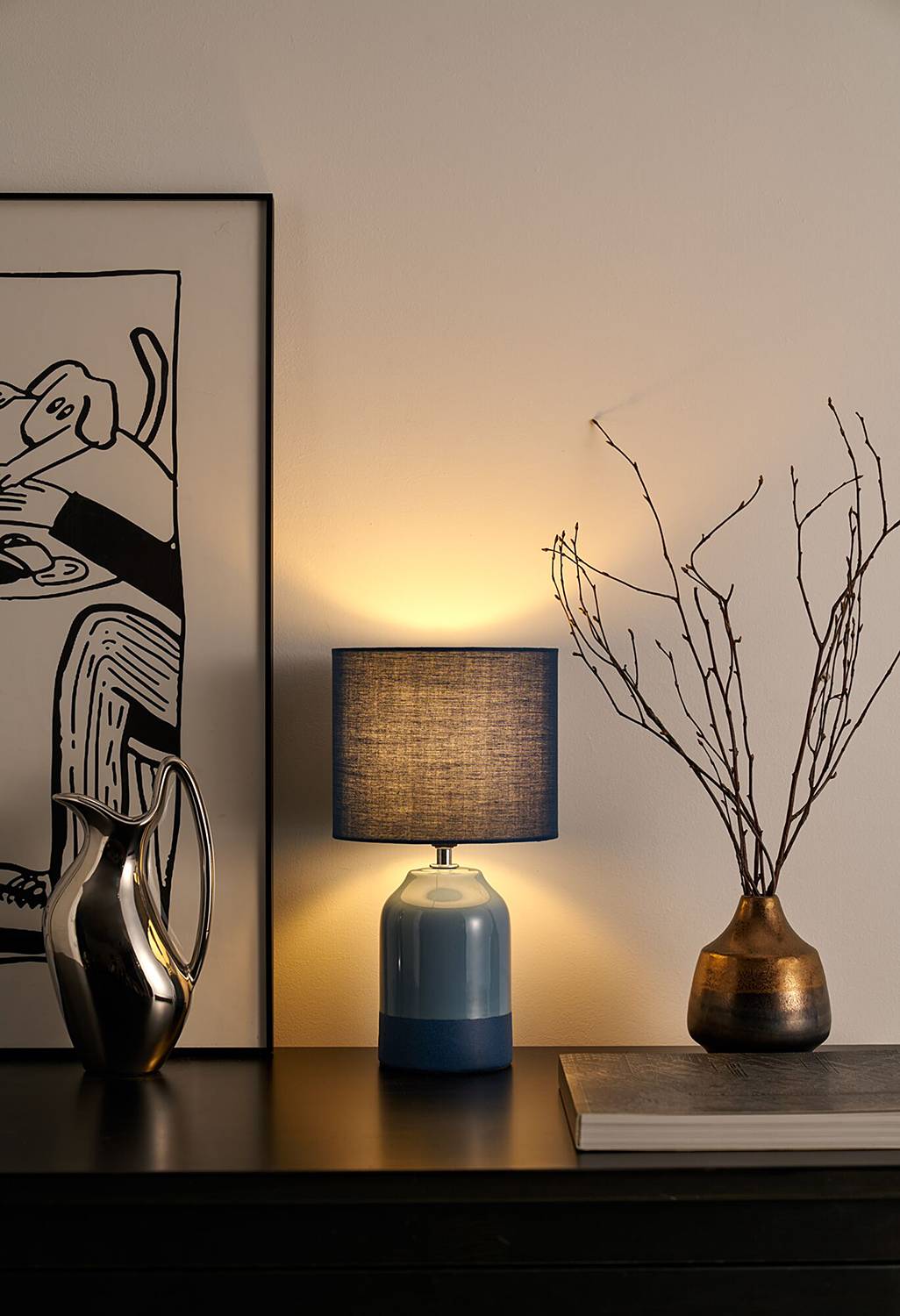 Sandy Glow Tischleuchte Keramik Blau 1-flammig