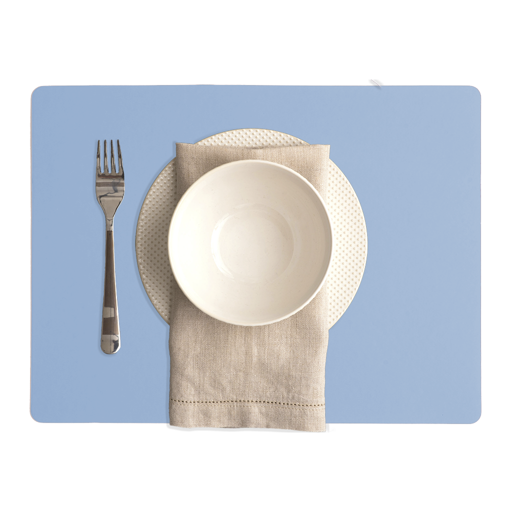 Placemat Rectangular 100% Recycled Leather Light Blue