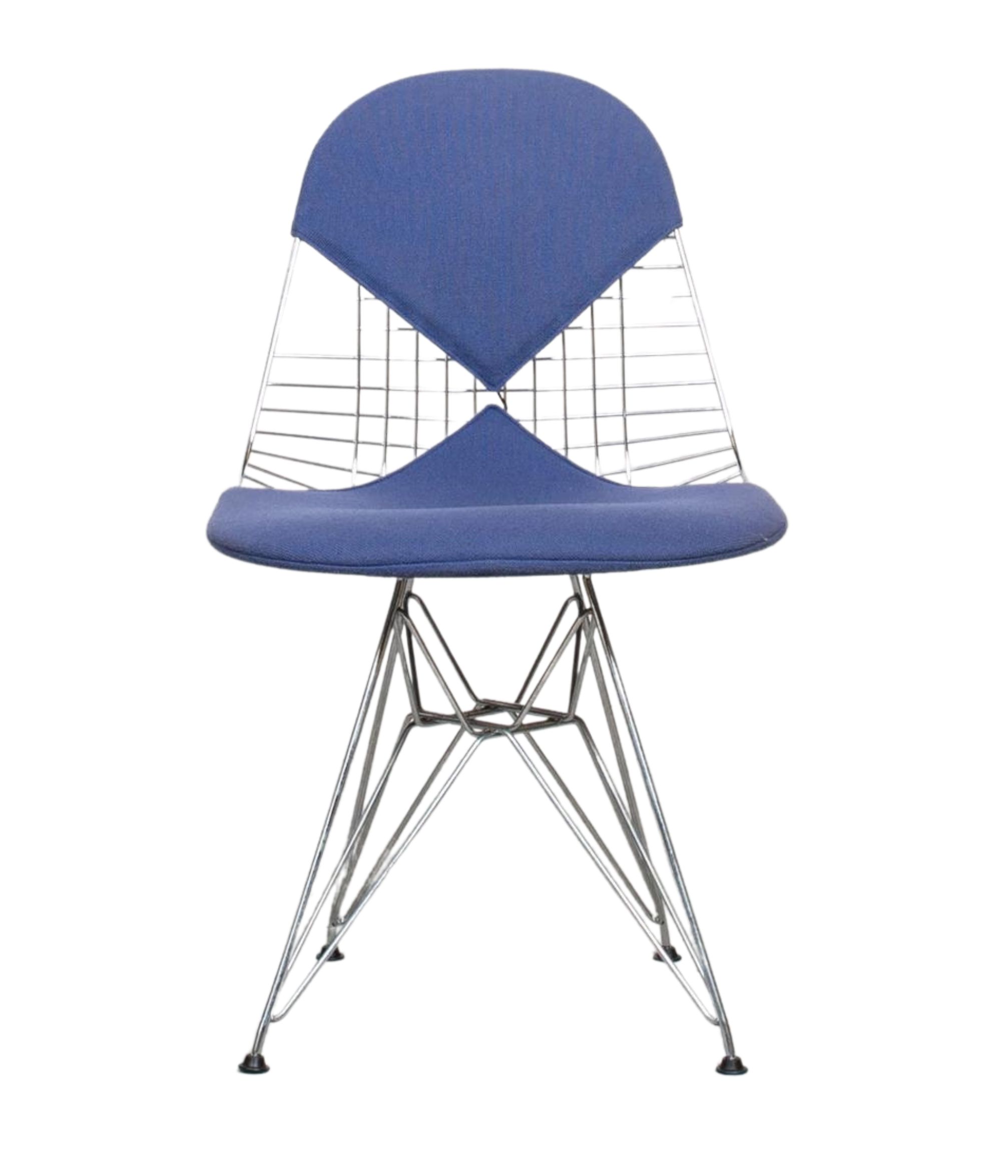 Eames Wire Chair DKR mit Polster Blau
