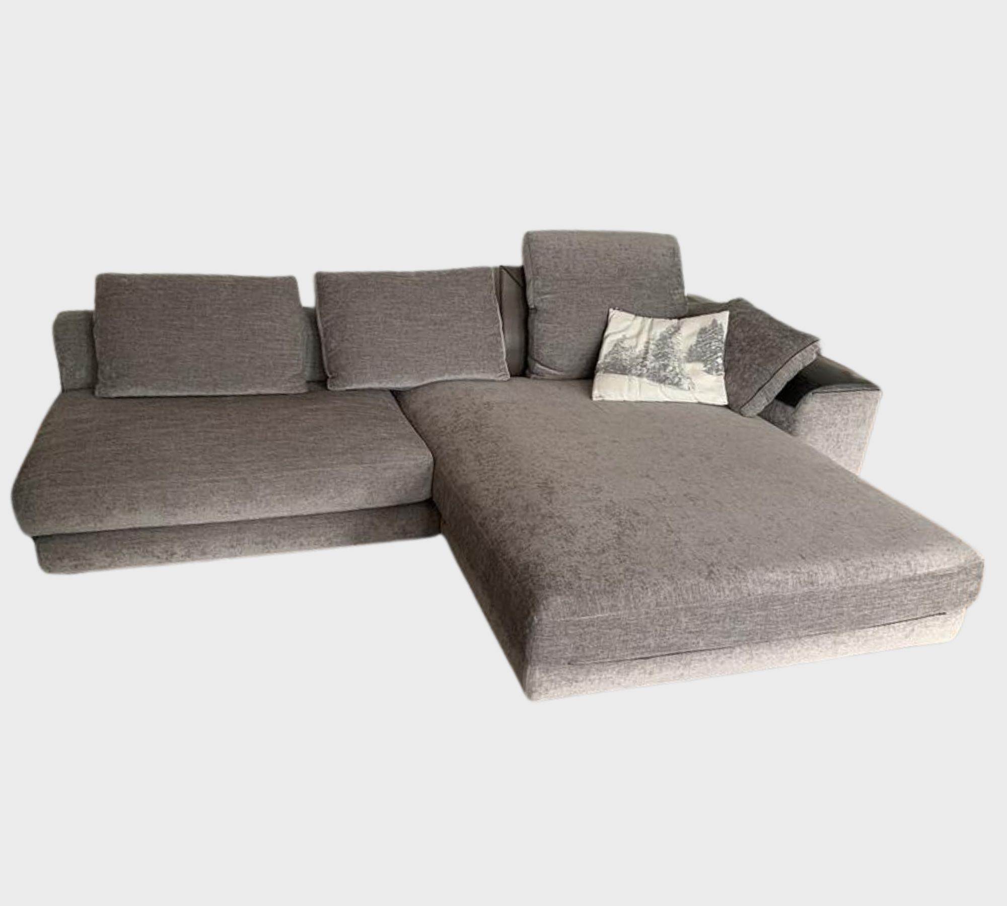 Sofa Récamiere Rechts Wolle Baumwolle Grau