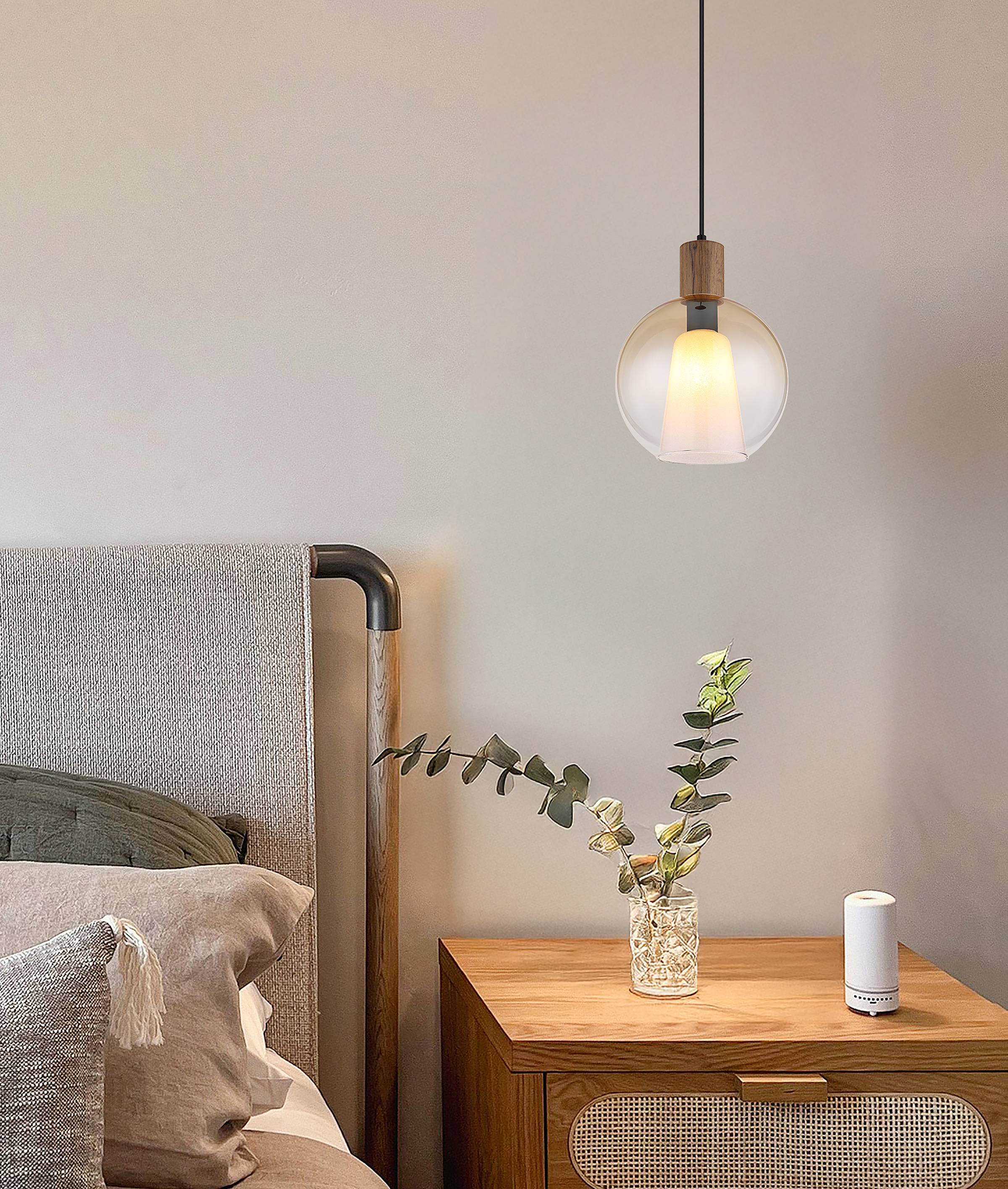 Pendelleuchte Barry 1-flammig Farbglas Eisen