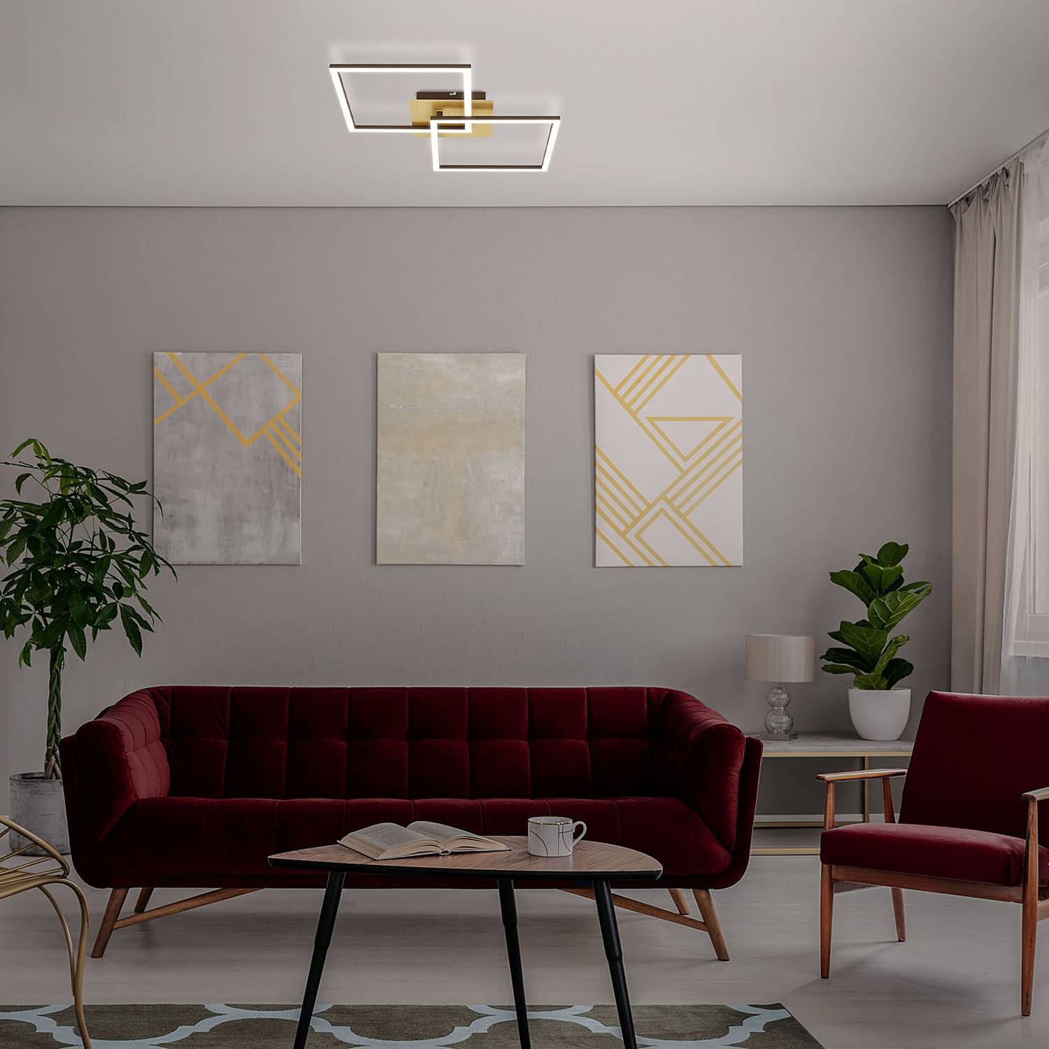 2-Flammig LED-Deckenleuchte Frame IV Nylon Eisen