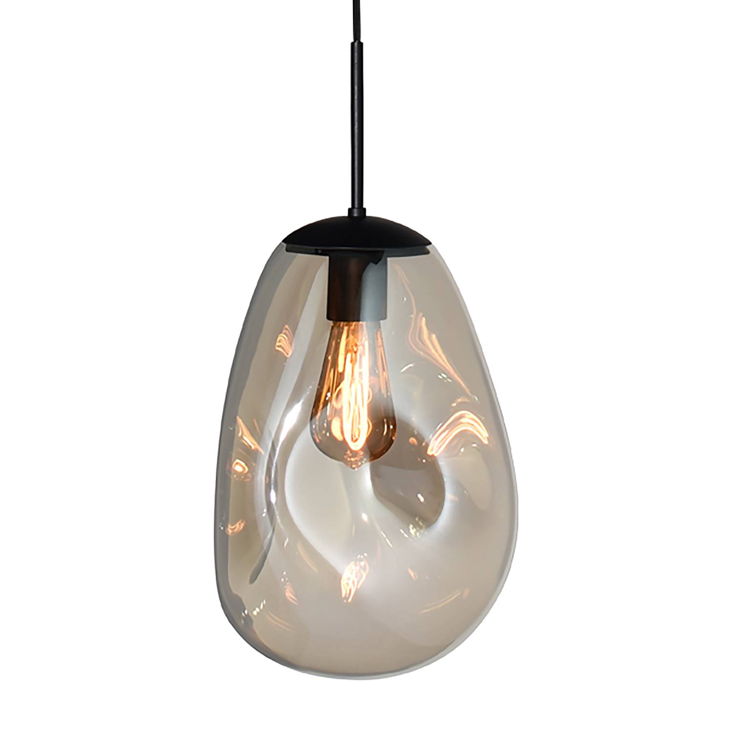 1-Light Pendant Light Lava Powder-Coated Steel Glass