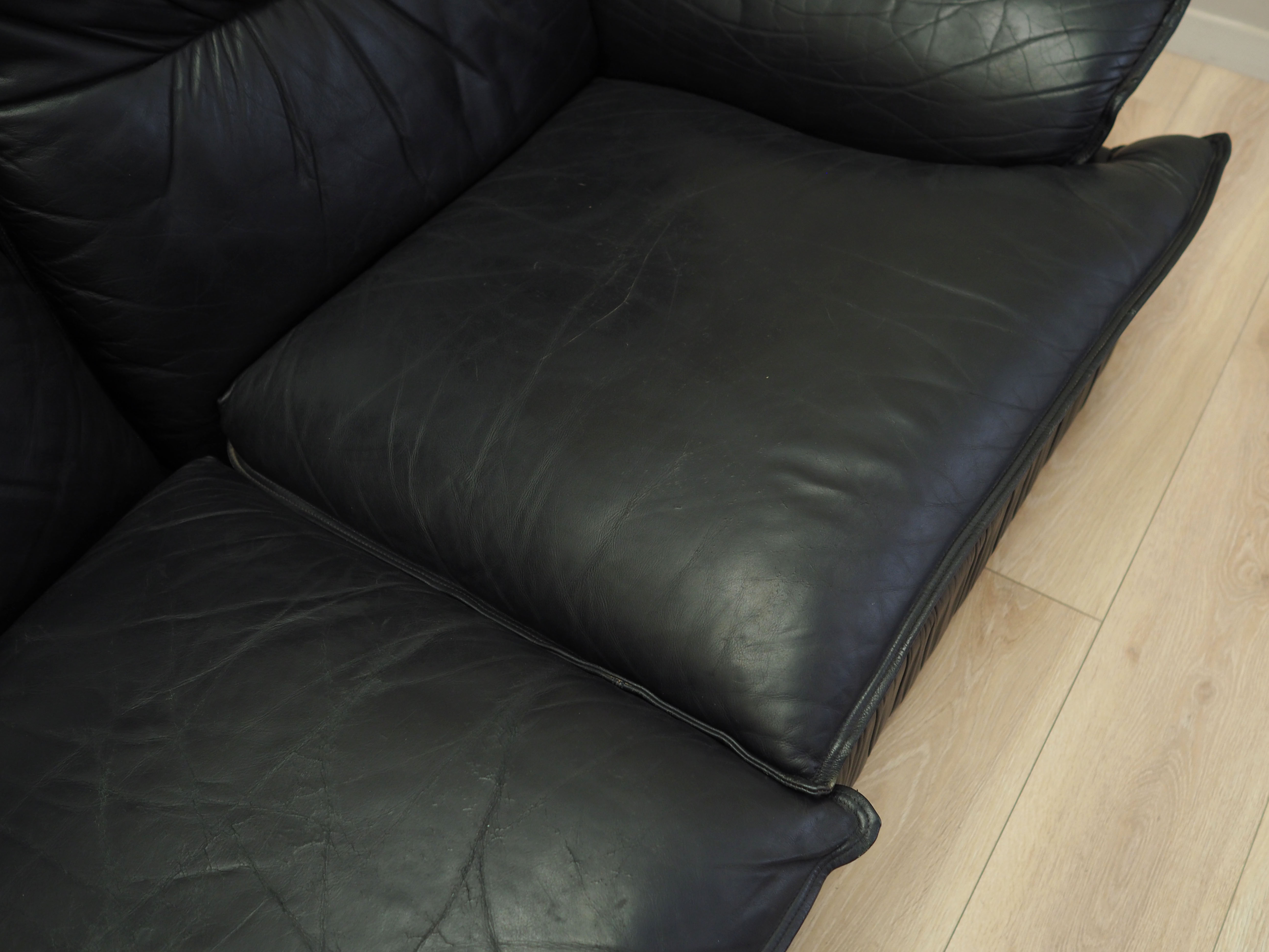 Modular sofa leather black 1960s