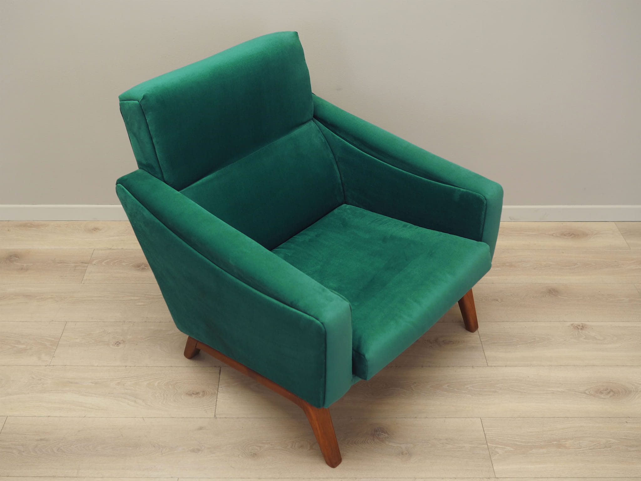 Vintage armchair velvet wood dark green 1970s
