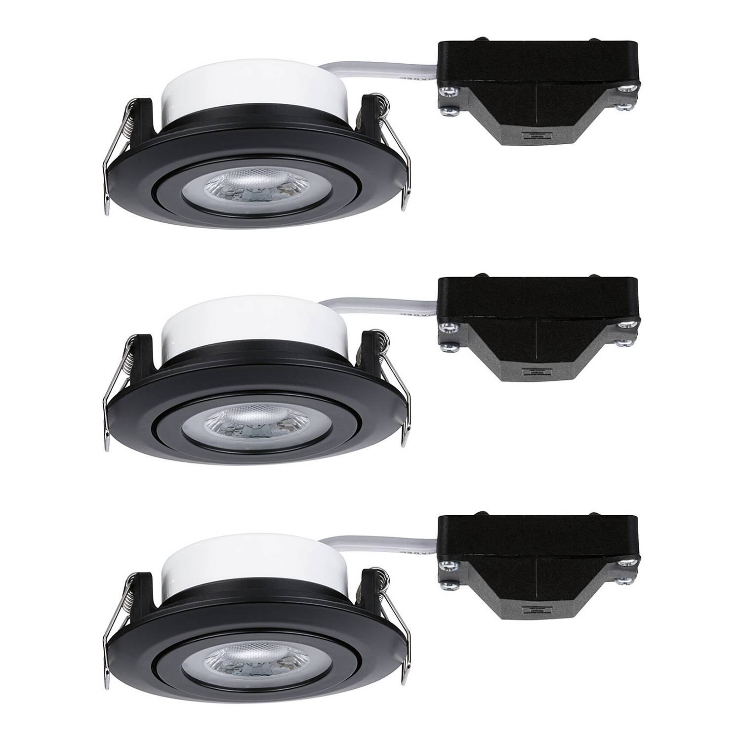 3x Recessed spotlights Medard Swivel Black