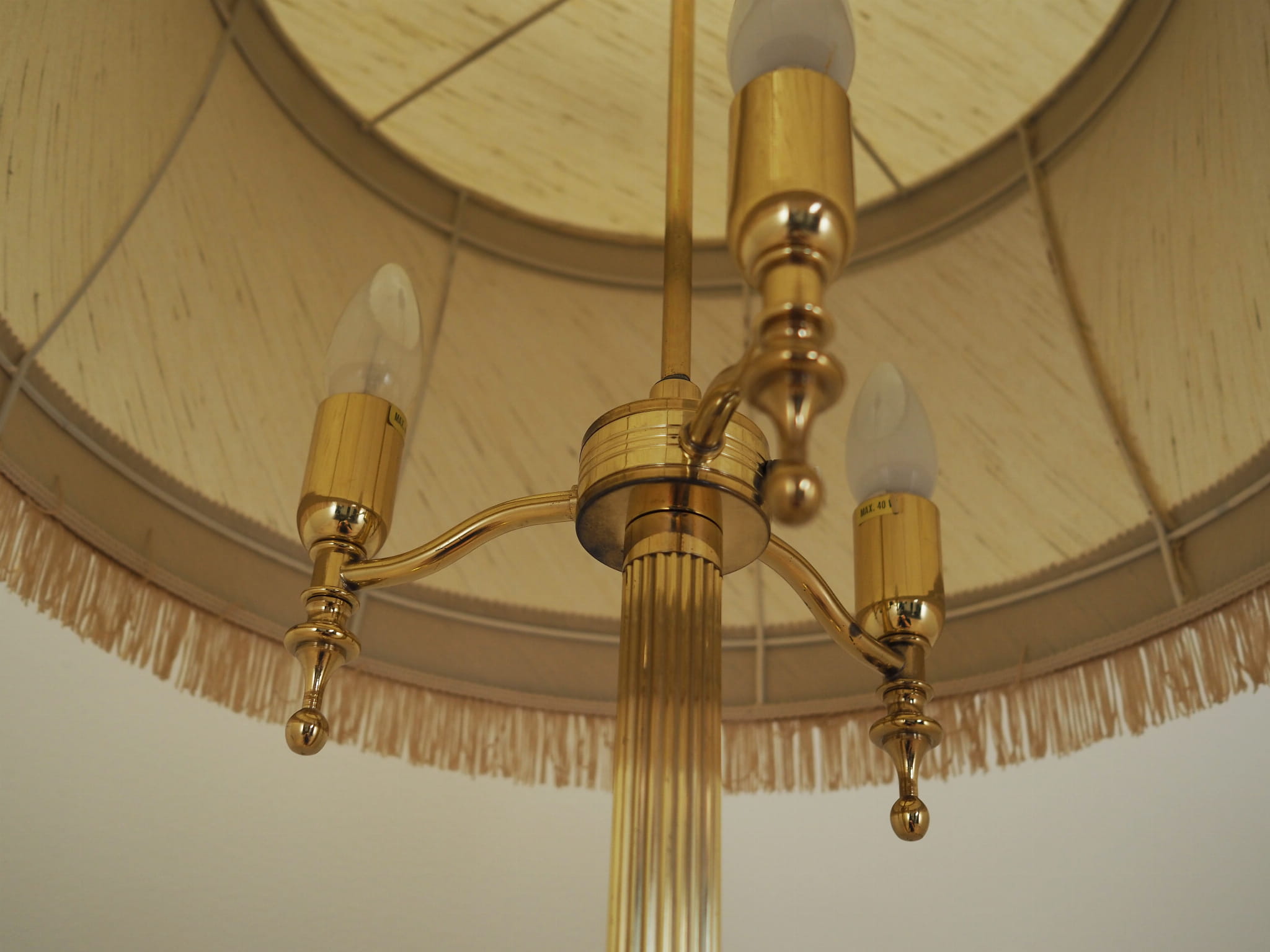 Vintage Floor Lamp Metal Textile Gold 1970s