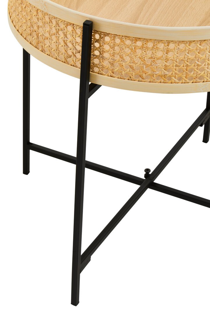 Depok Round Side Table Mango Wood Metal