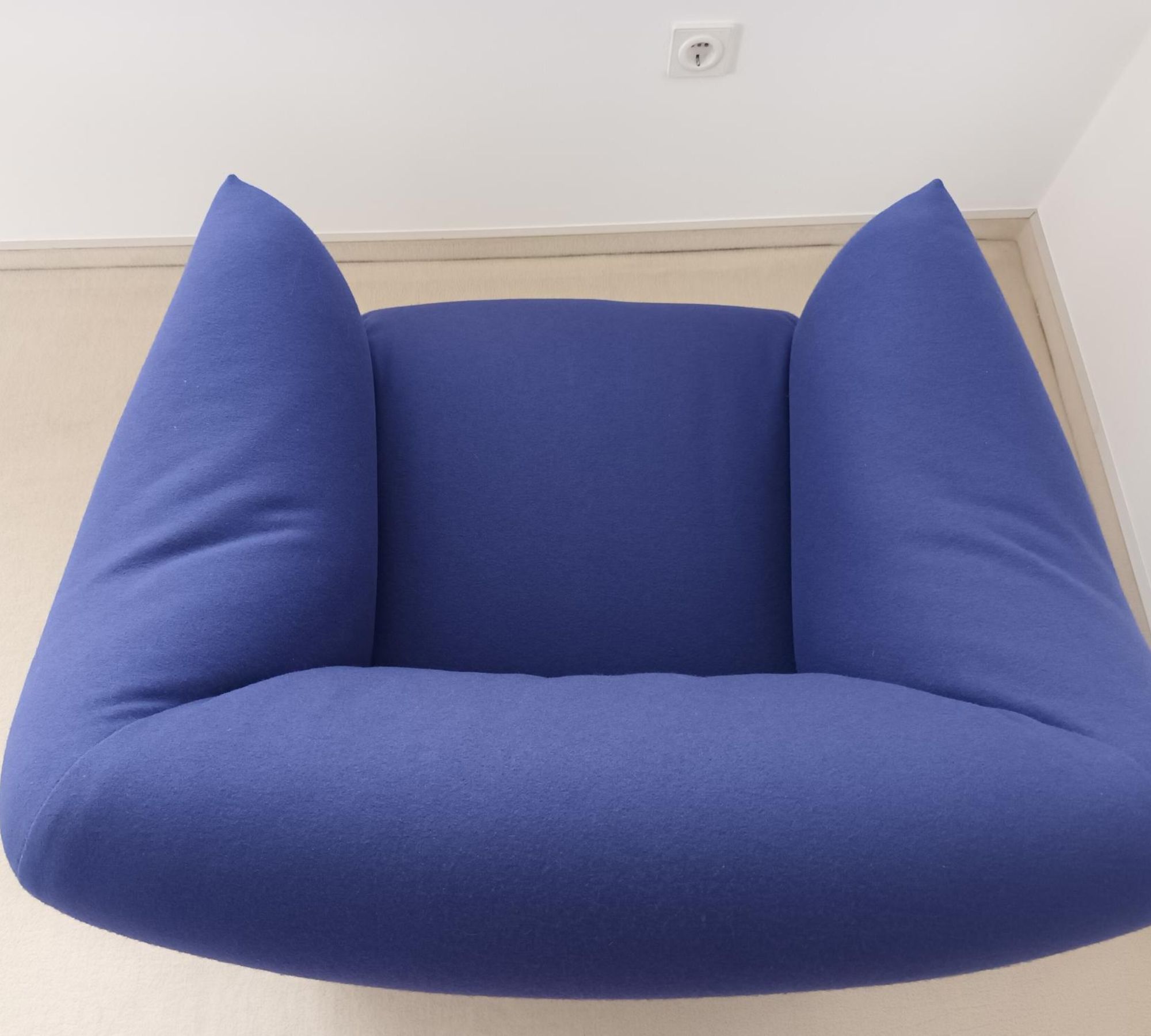 Ess Sessel mit Rollen Baumwolle Holz Blau