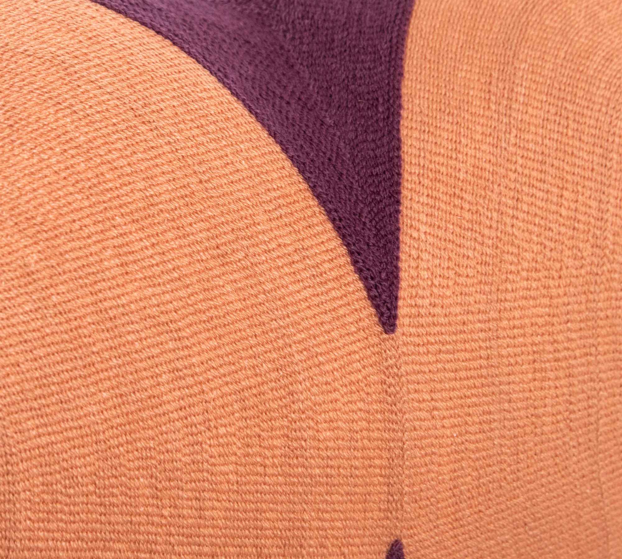 Embroidered cotton pillow with feather filling Purple Coral