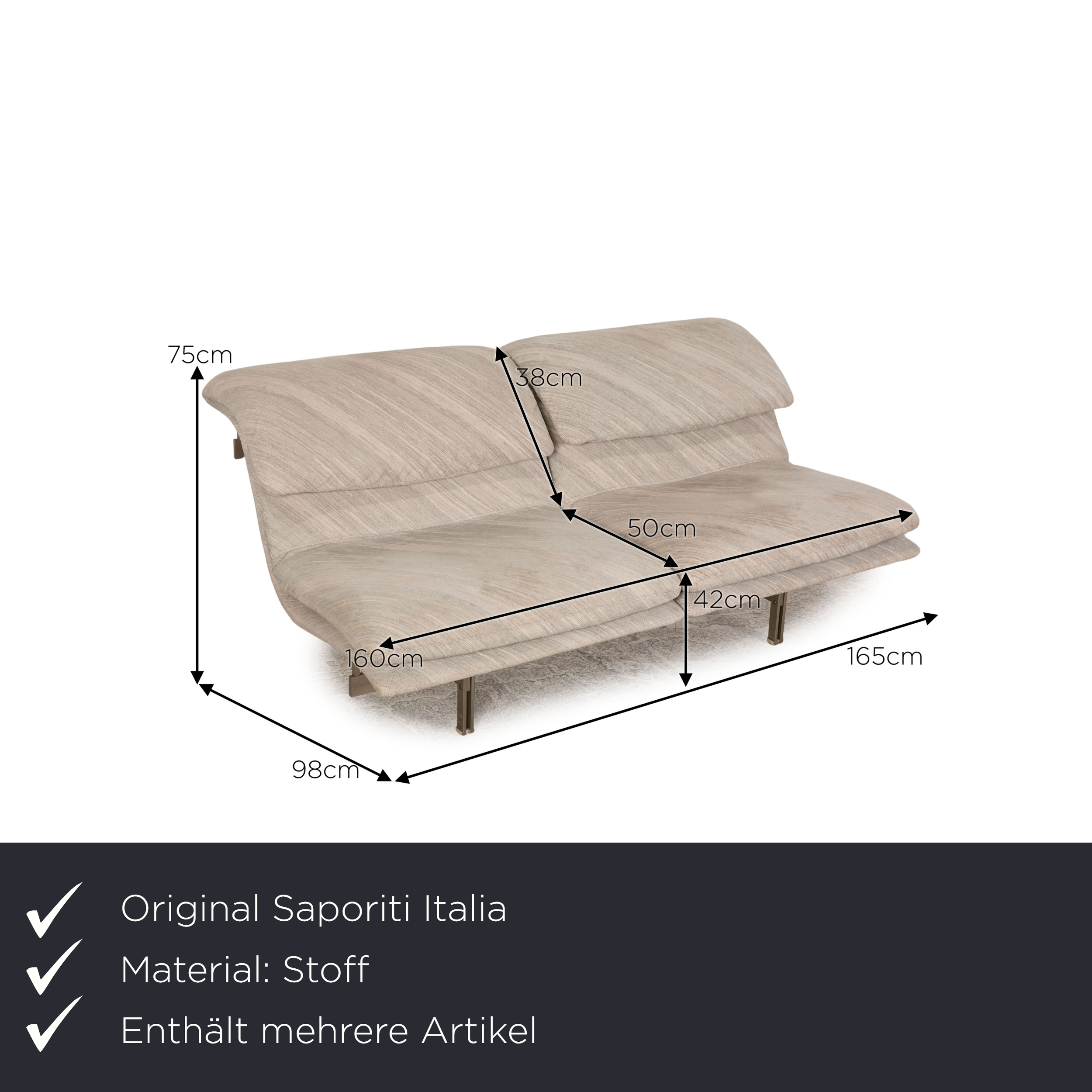 Wave Sofa Garnitur mit Funktion Stoff Grau
