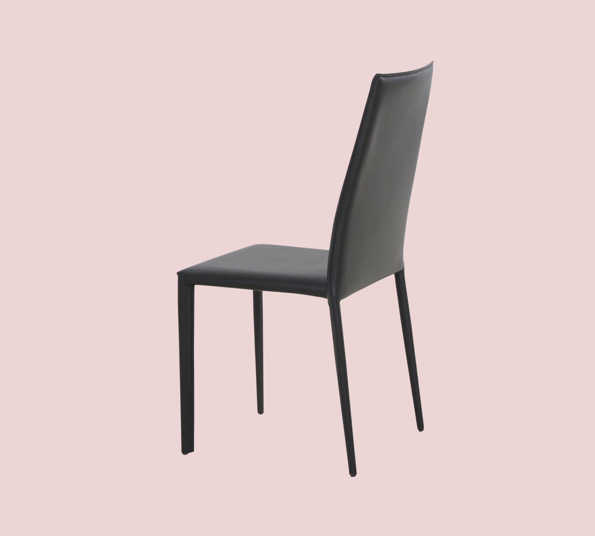 2x Esszimmerstuhl recyceltes Leder Schwarz