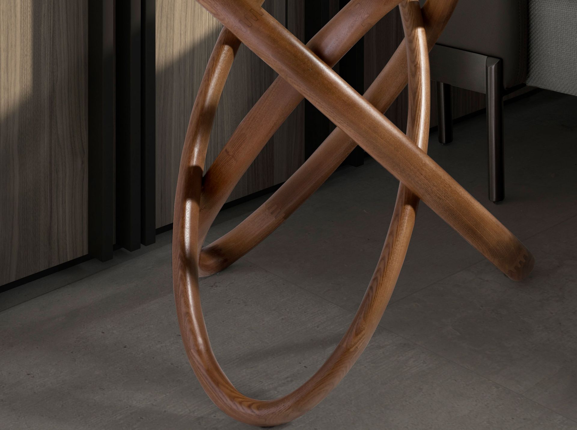 Round side table
Glass
Walnut veneer