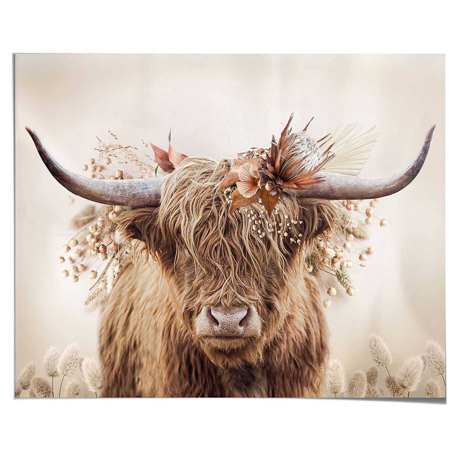 Floral Highlander Poster Papier Beige 40x50cm