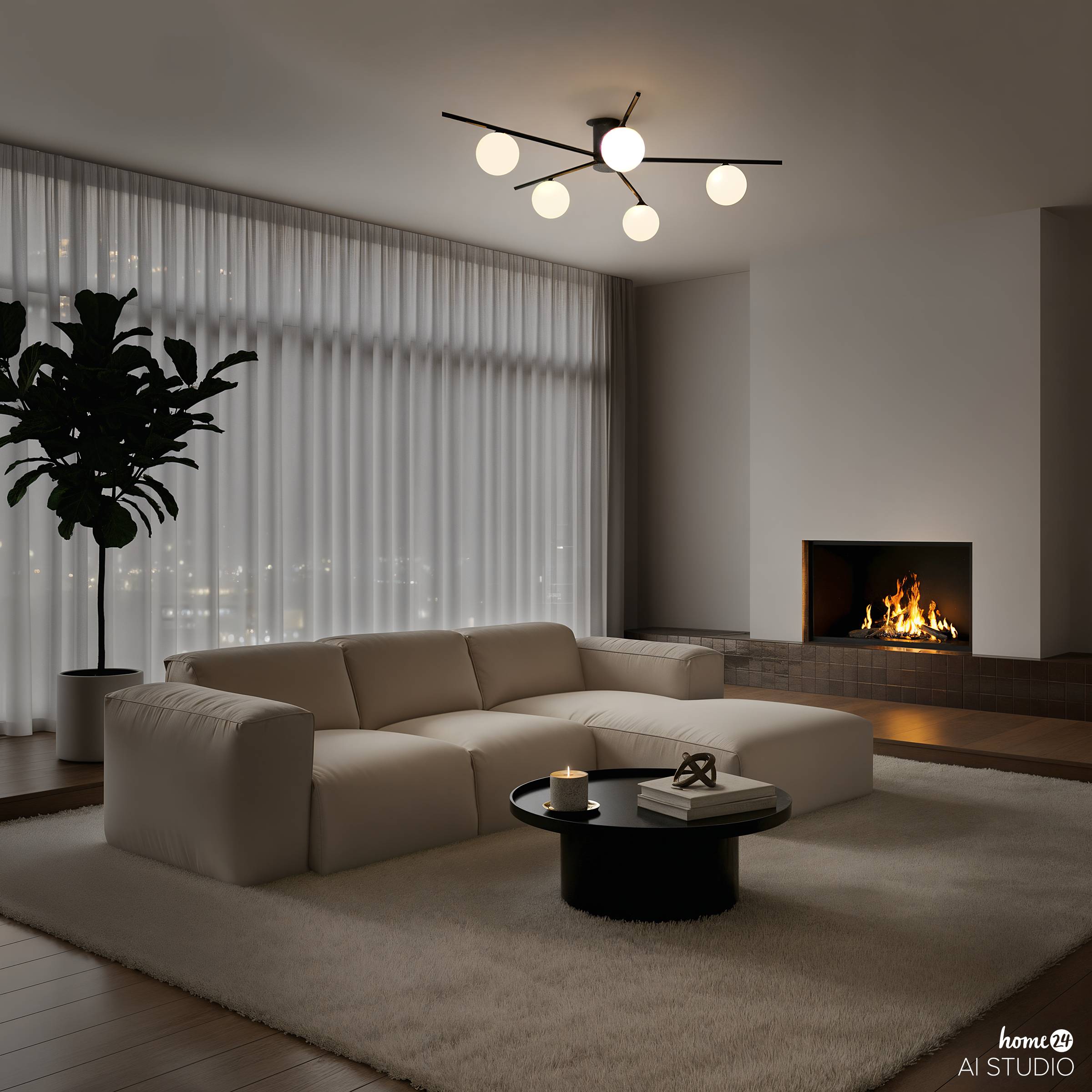 5-Light Rei Ceiling Lamp Iron Black