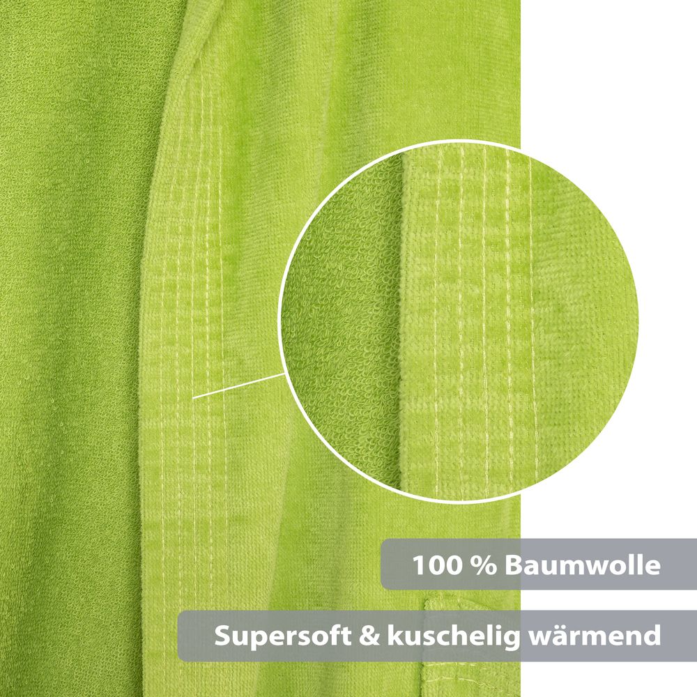 Unisex Bademantel Baumwolle mit Kapuze Gr√ºn Small