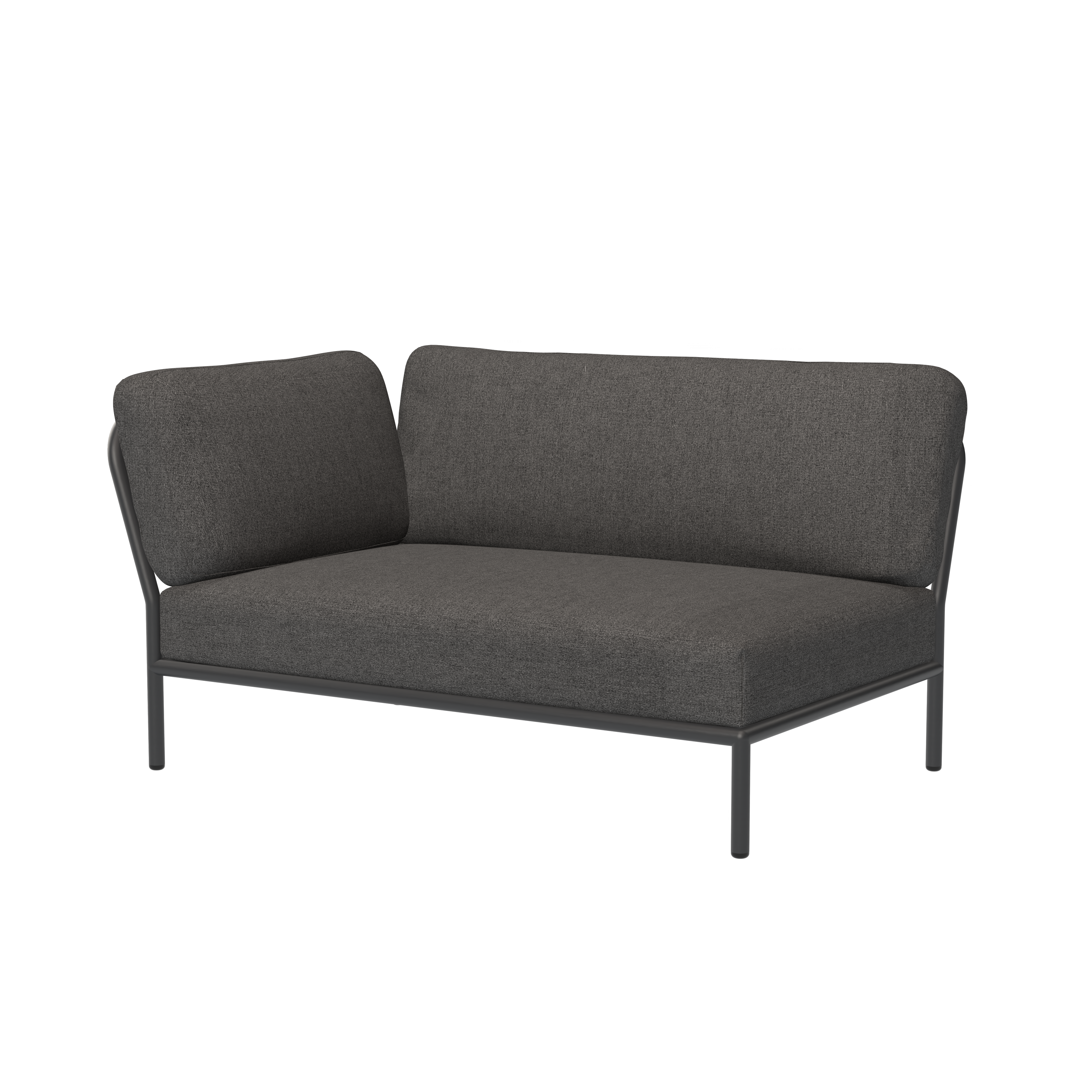 LEVEL Ecksofa Links Dunkelgrau mit dunkelgrauem Rahmen