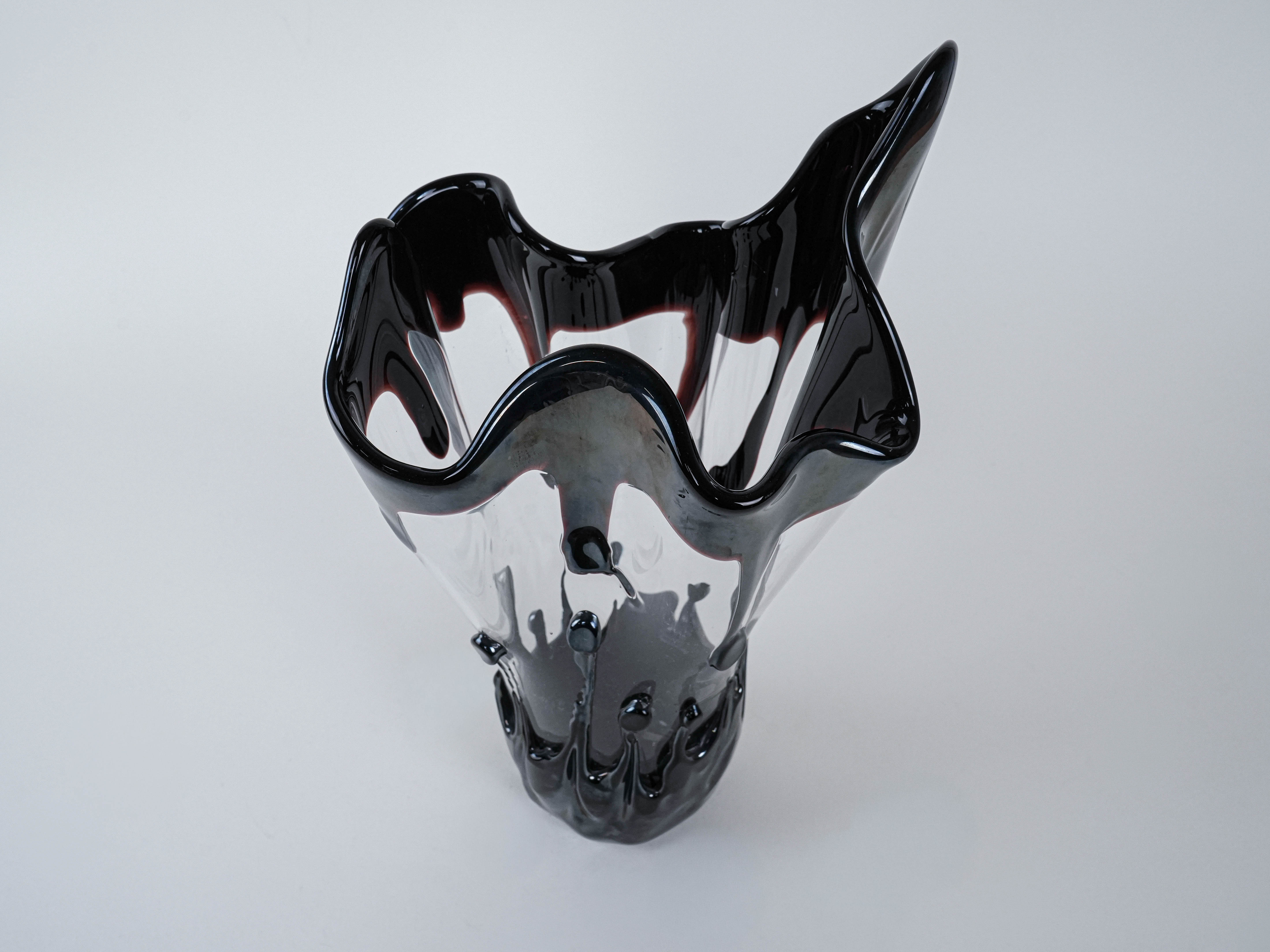 Murano glass vase black 1960s