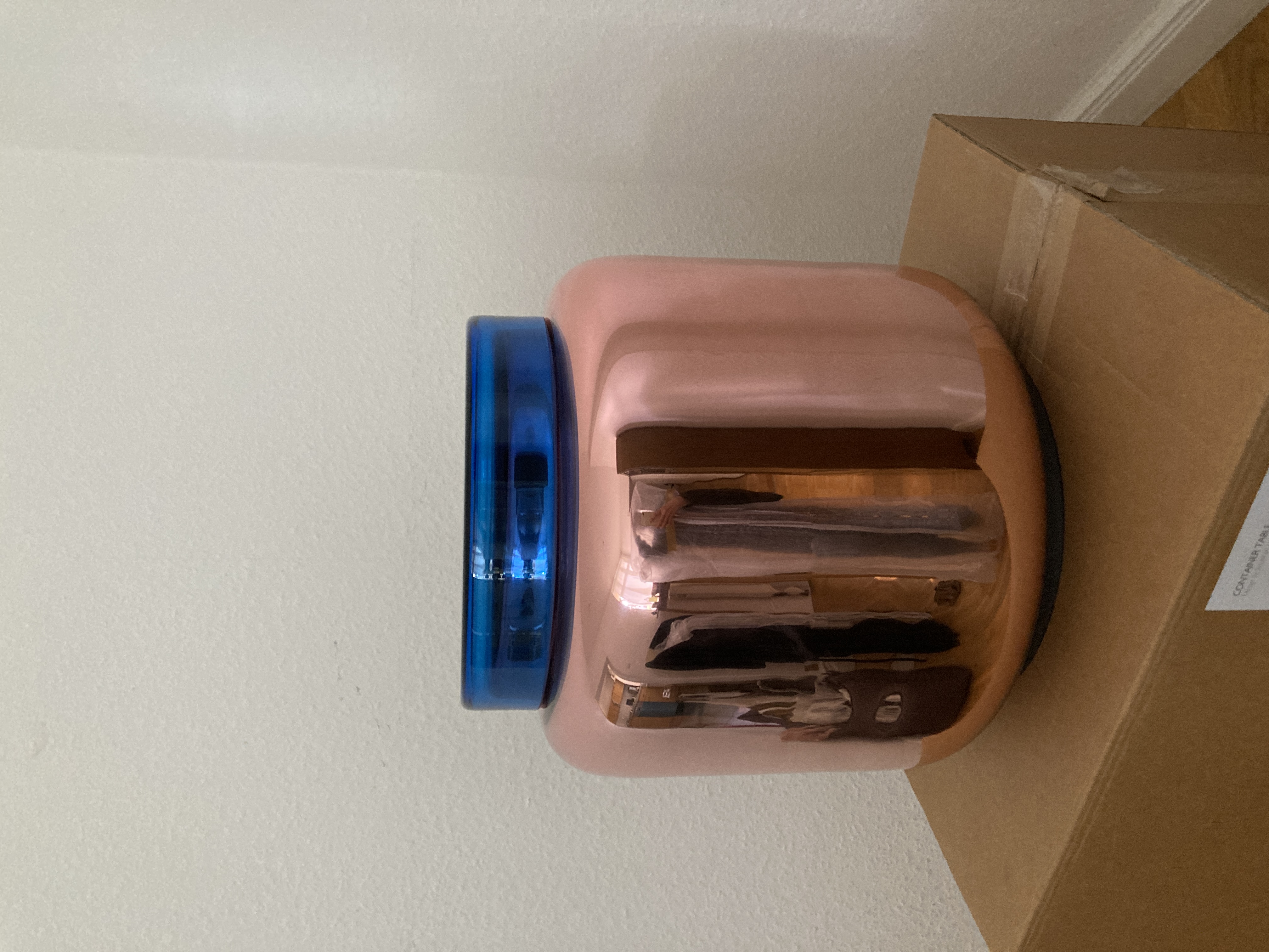 Container Table Glass Old Rose Blue